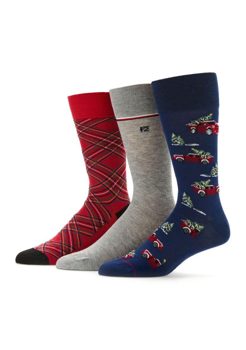 Plaid and Truck Patterned Socks 3-Pack