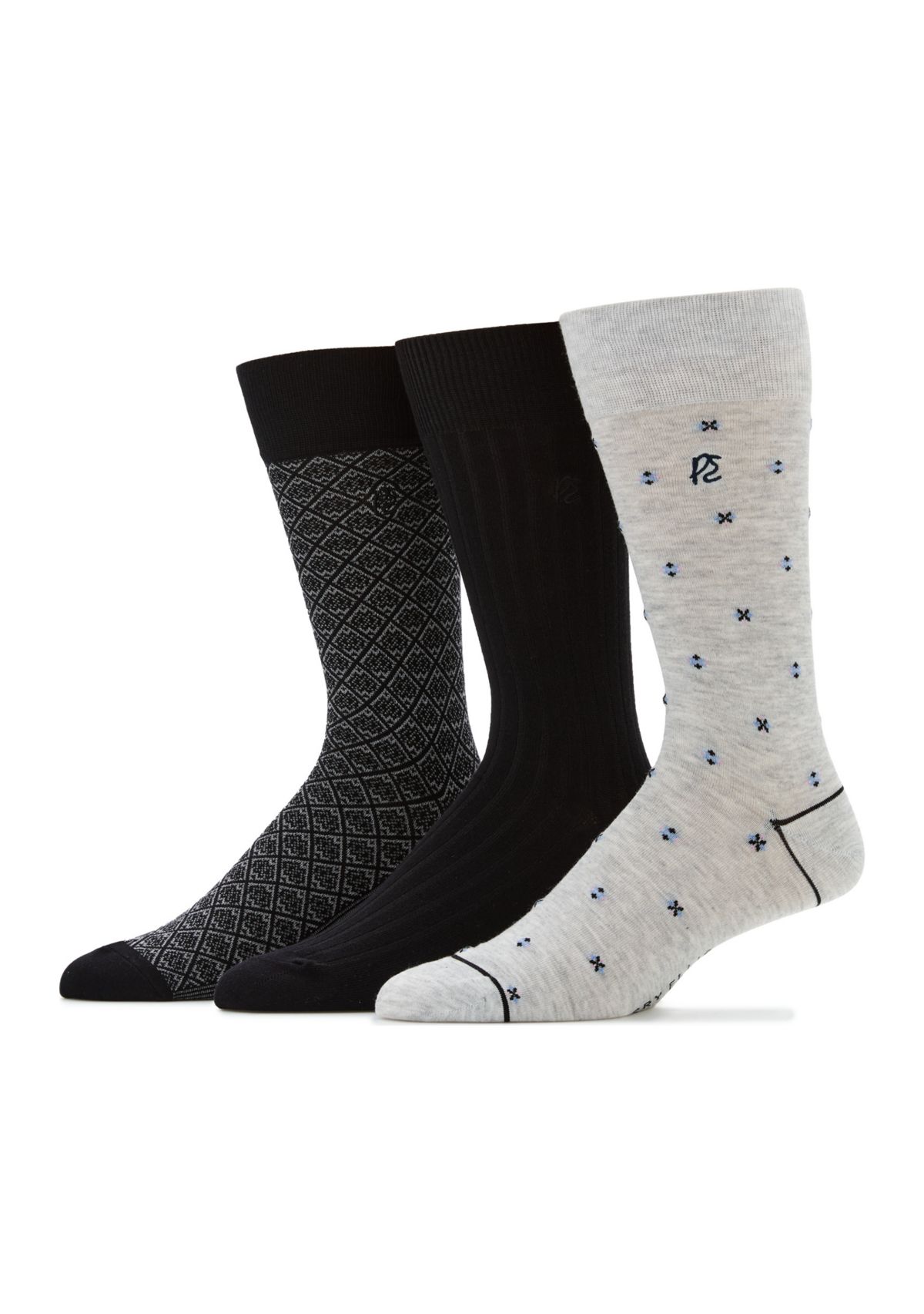 Neat, Solid, and Allover Printed Socks - 3 Pack