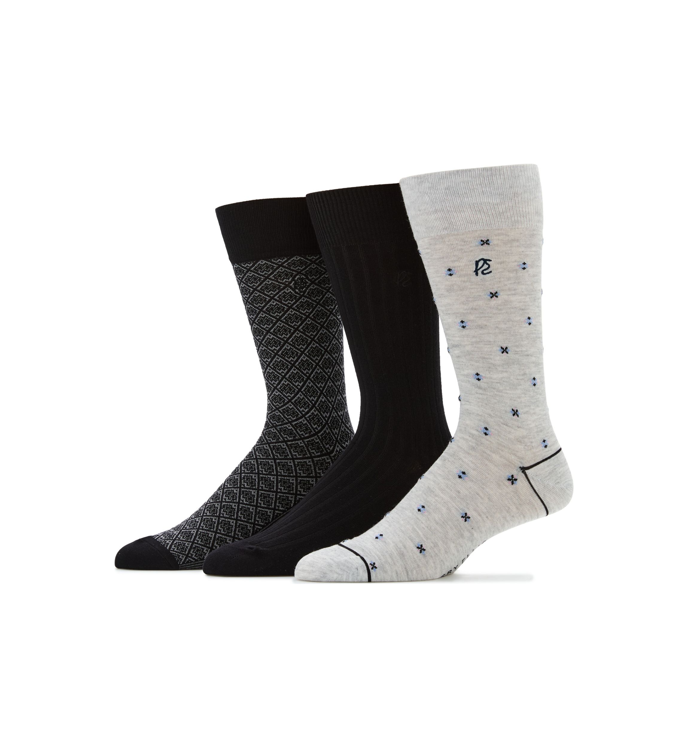 Neat, Solid, and Allover Printed Socks - 3 Pack
