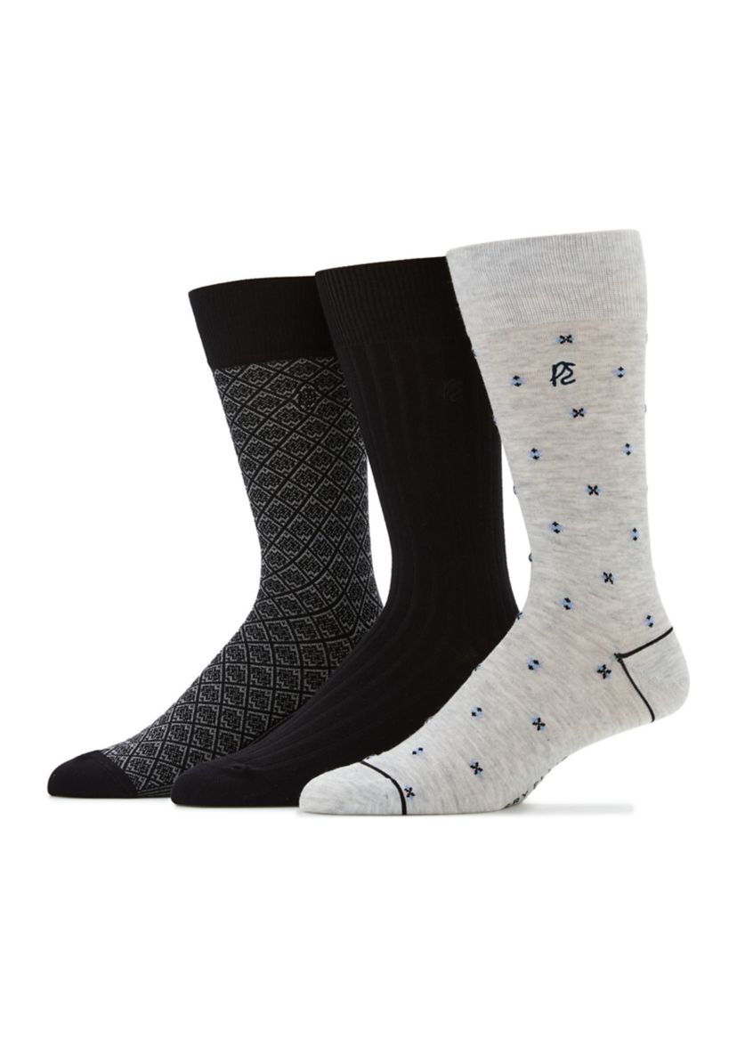 Neat, Solid, and Allover Printed Socks - 3 Pack