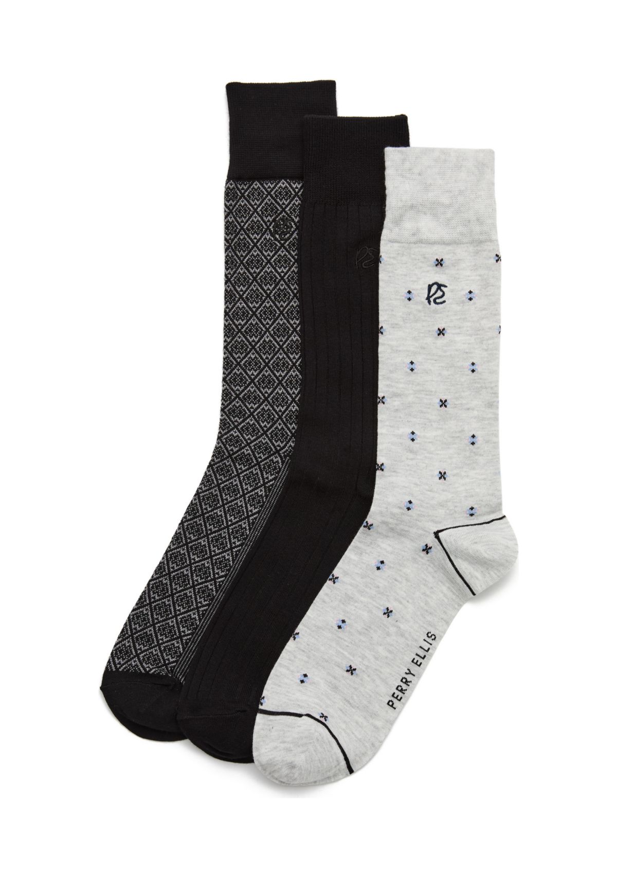 Neat, Solid, and Allover Printed Socks - 3 Pack