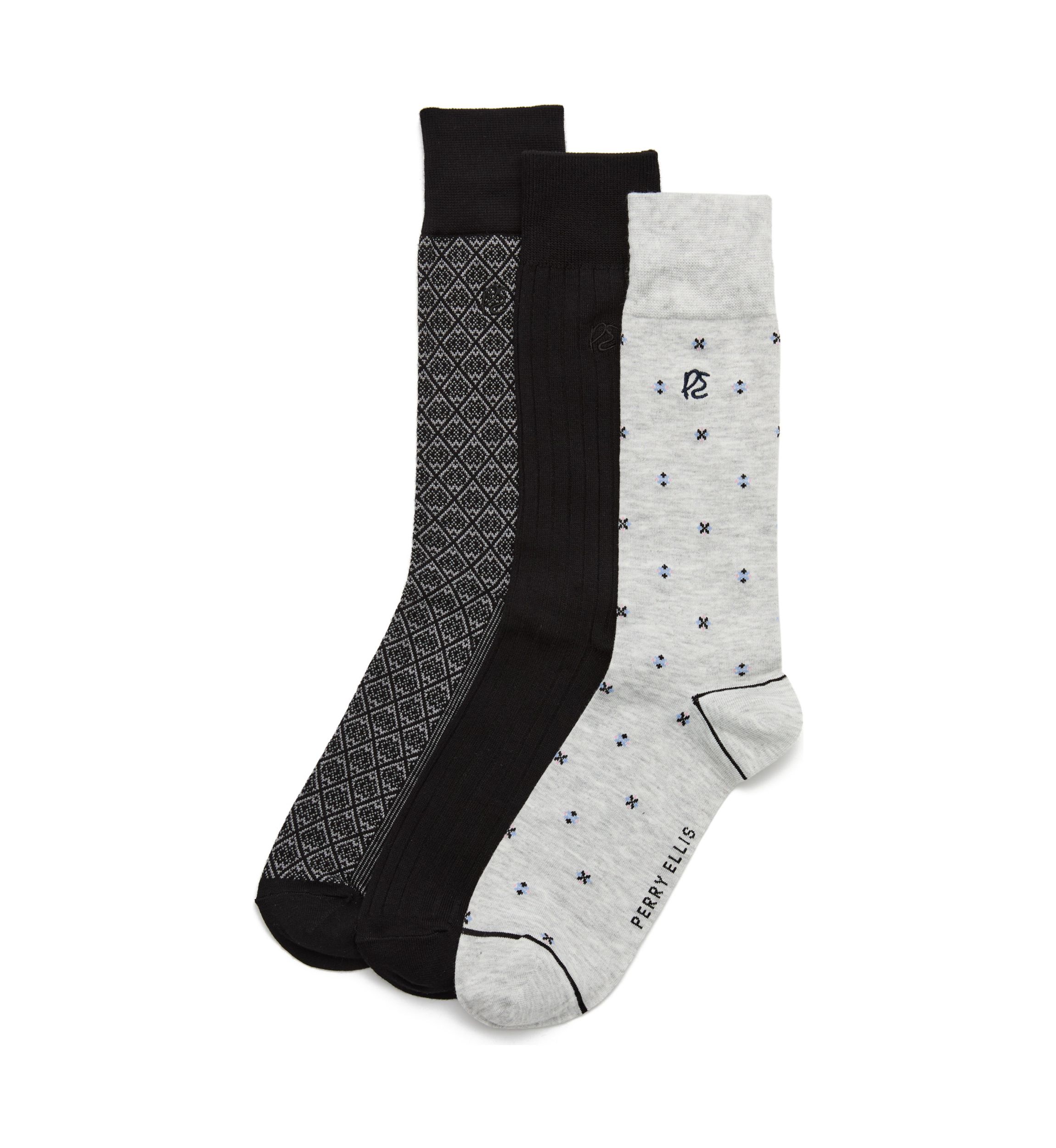 Neat, Solid, and Allover Printed Socks - 3 Pack