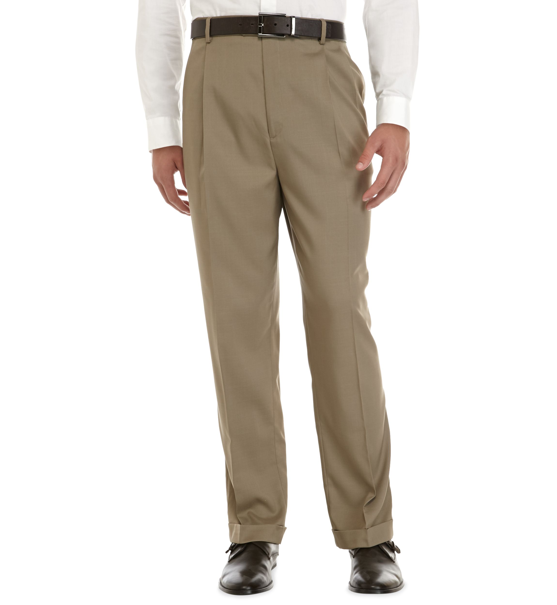 Big & Tall Stretch Crosshatch Pleated Dress Extender Waist Dress Pants