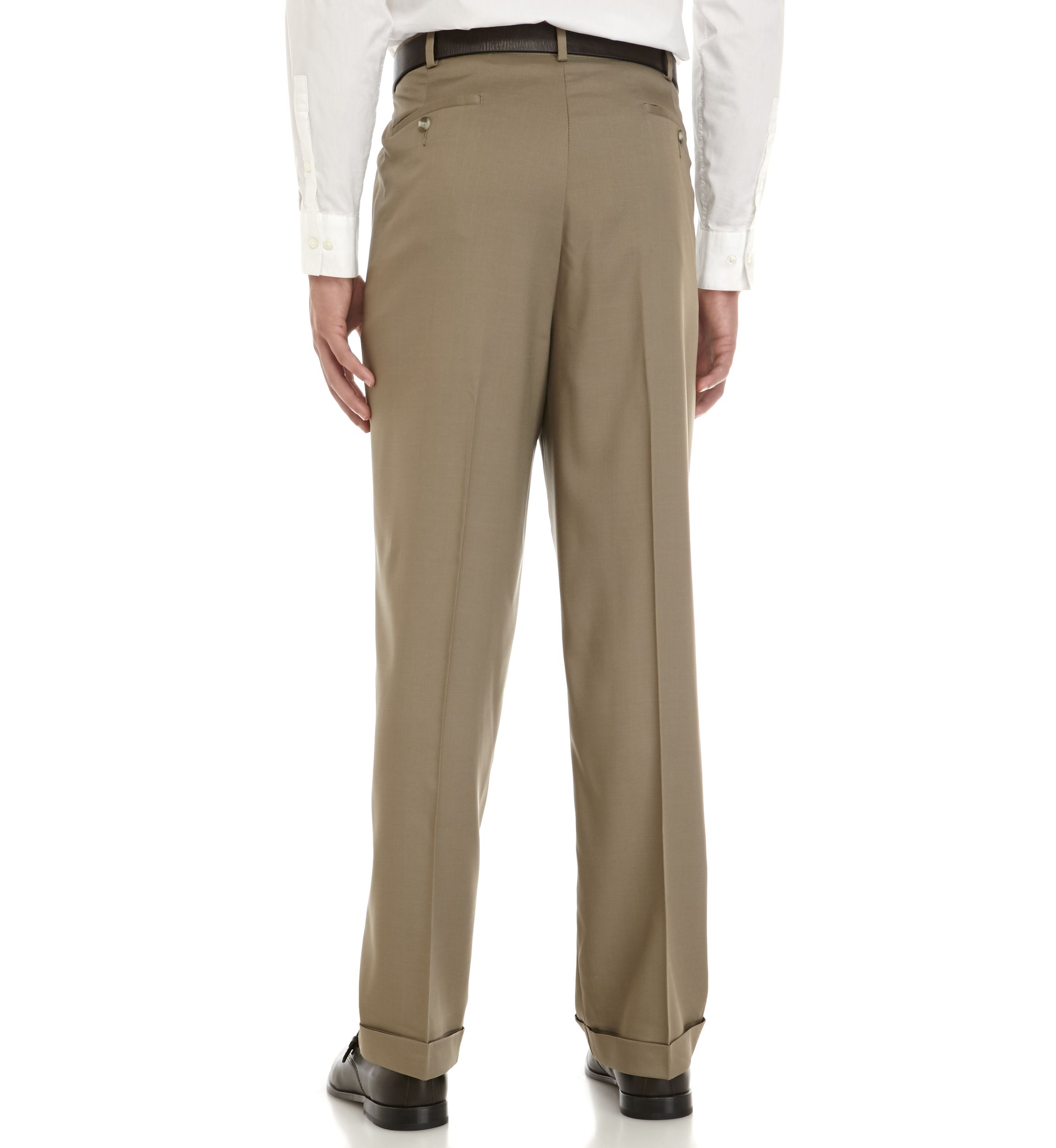 Big & Tall Stretch Crosshatch Pleated Dress Extender Waist Dress Pants