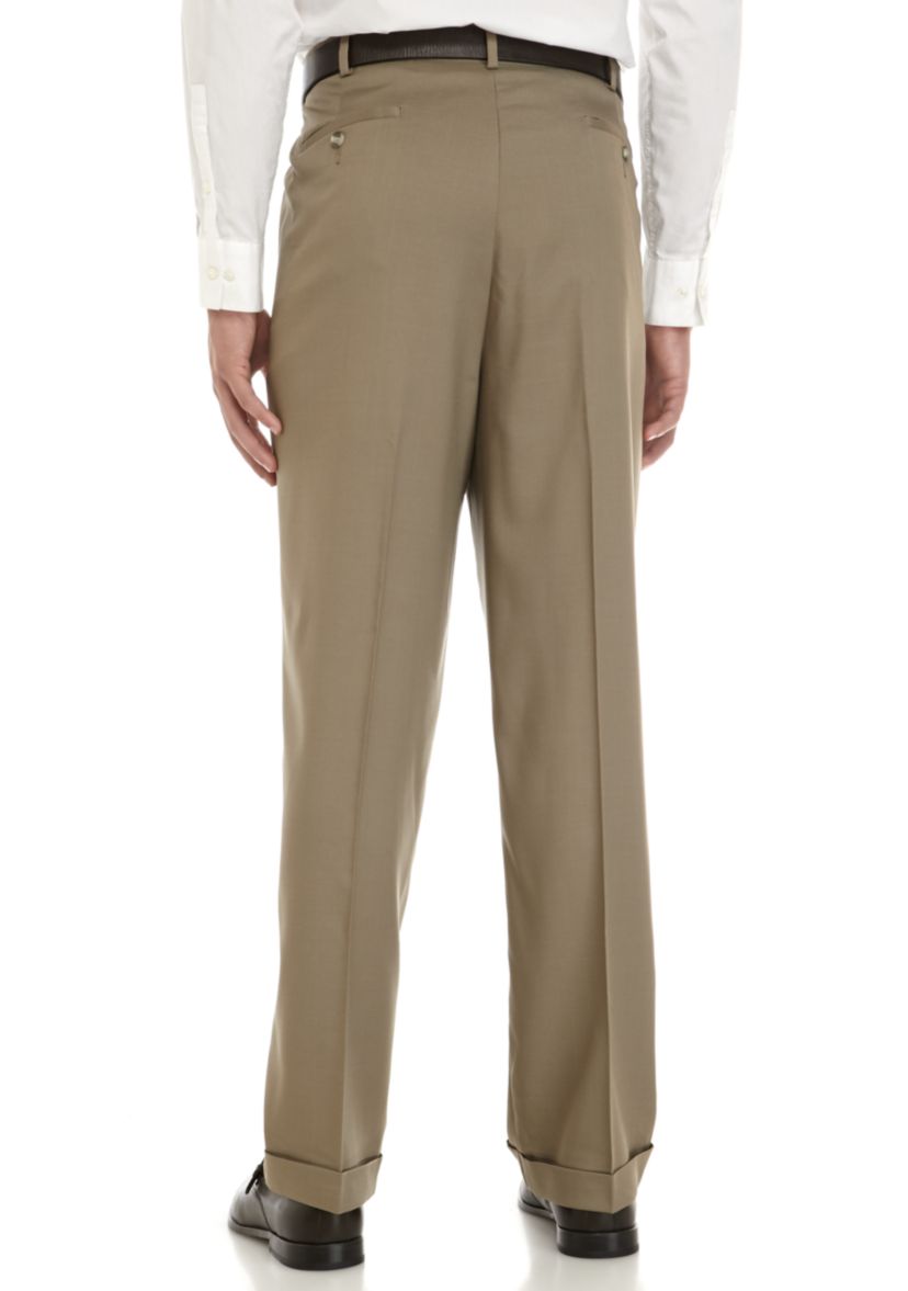 Big & Tall Stretch Crosshatch Pleated Dress Extender Waist Dress Pants