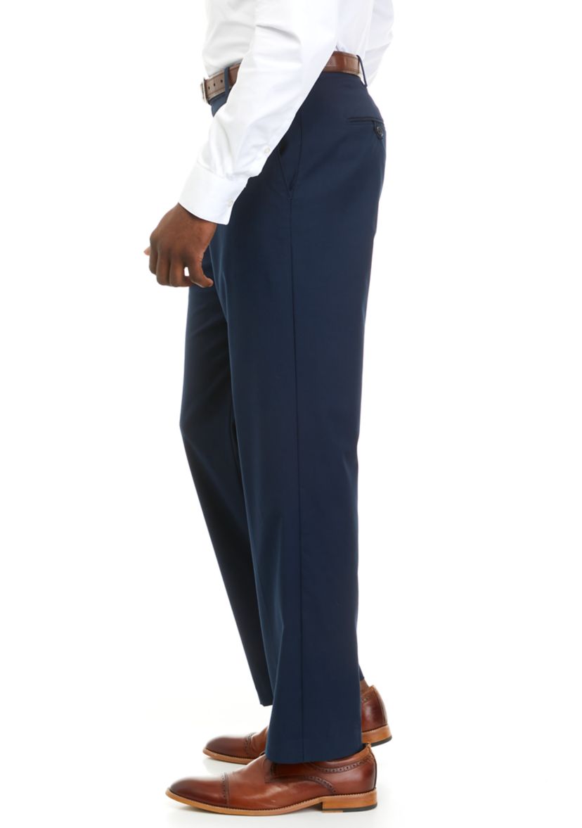 Mens Straight Fit Solid Dress Pants