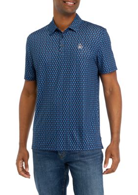 Original Penguin Men's Short Sleeve Printed Polo Shirt, Black, Small