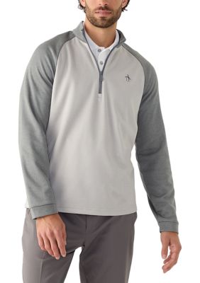 Original Penguin Men's 1/4 Zip Fleece Lined Sweatshirt, Gray, 2XL