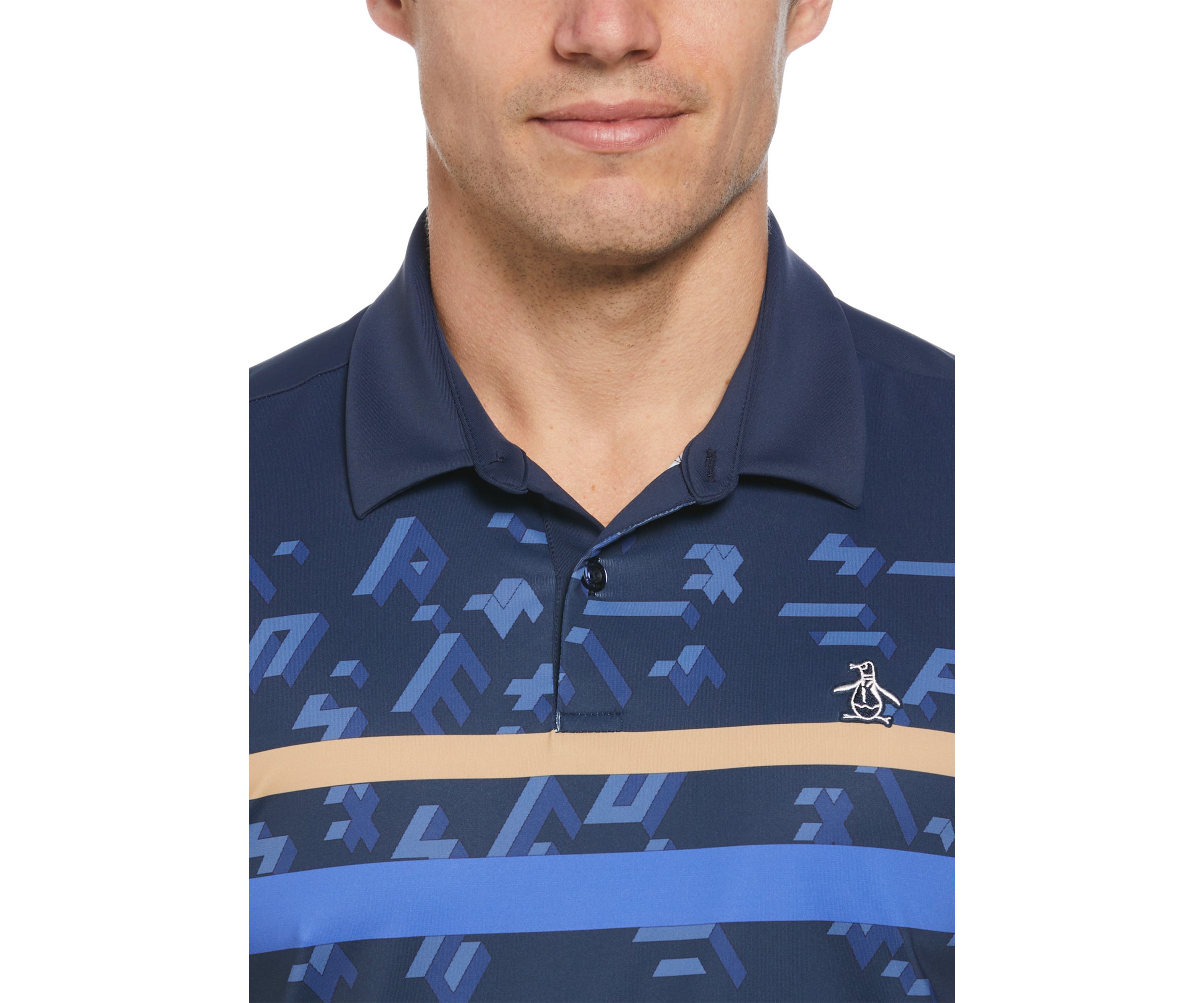 Got Game Engineered Stripe Block Print Polo Shirt