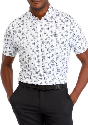 Original Penguin Men's Retro Arcade Printed Polo Shirt, White, 2XL