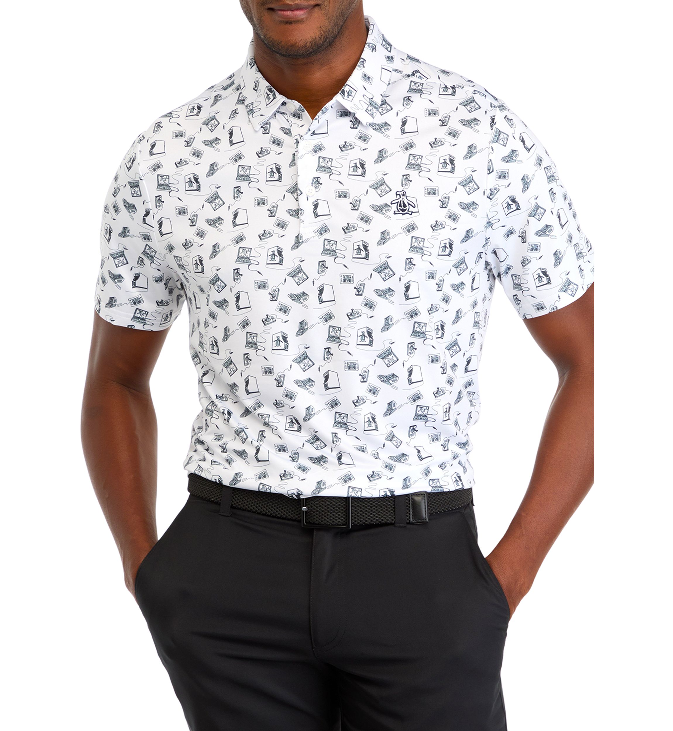 Mens Retro Arcade Printed Polo Shirt