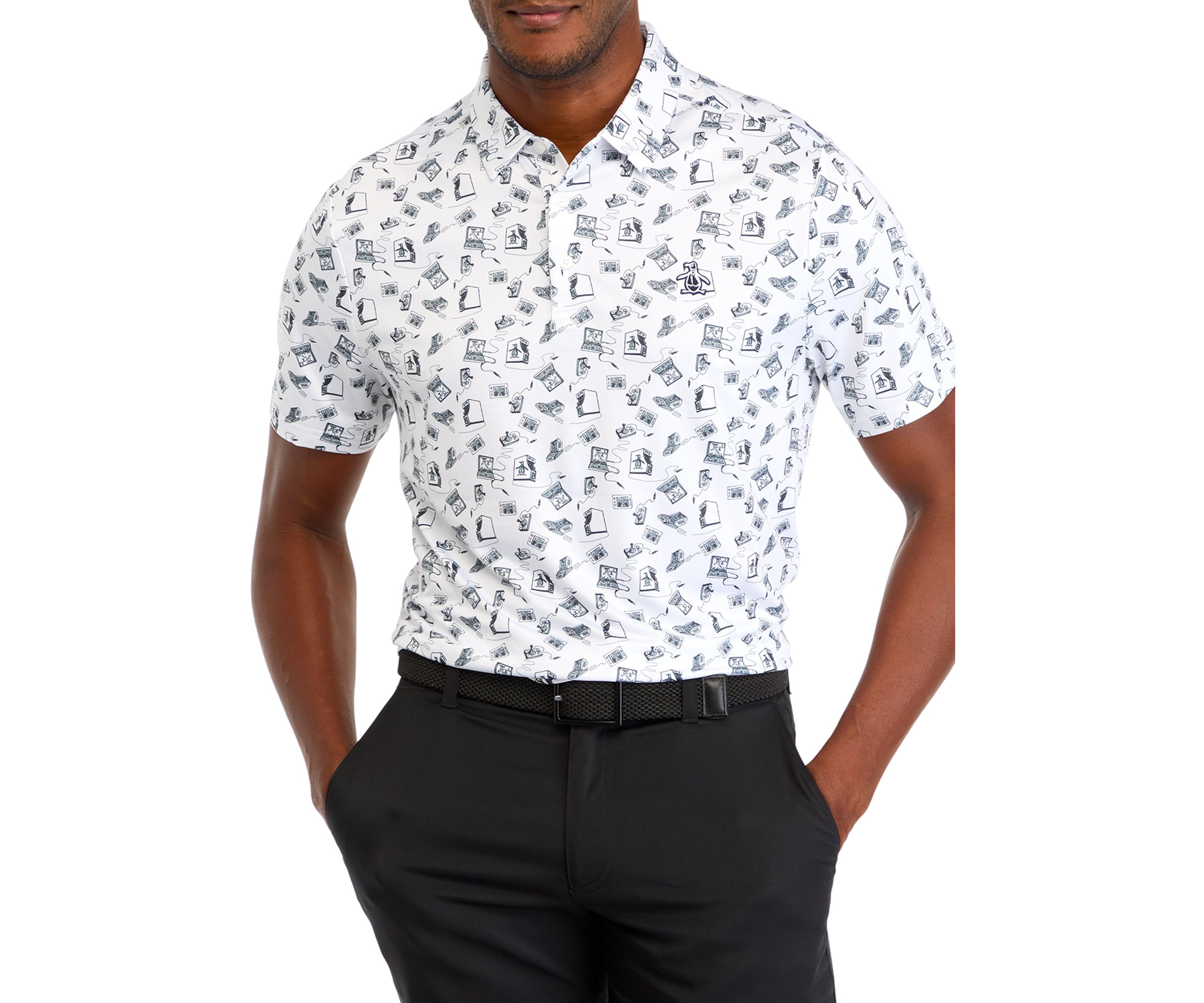 Mens Retro Arcade Printed Polo Shirt