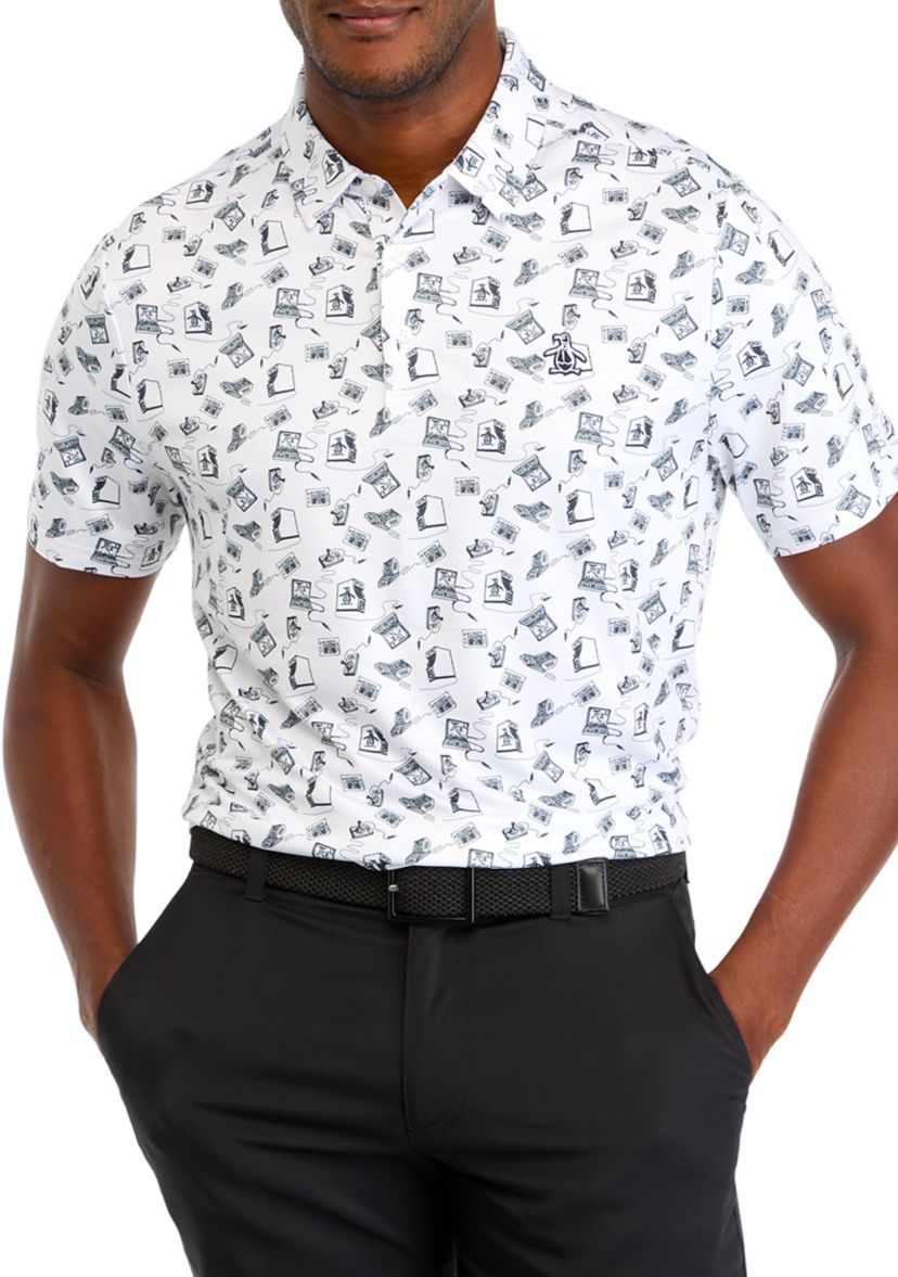 Mens Retro Arcade Printed Polo Shirt
