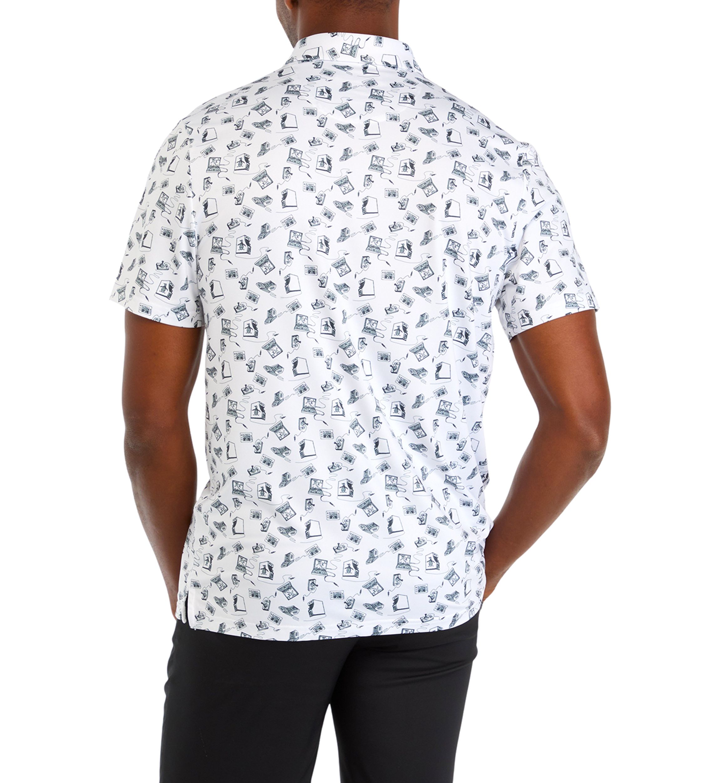 Mens Retro Arcade Printed Polo Shirt