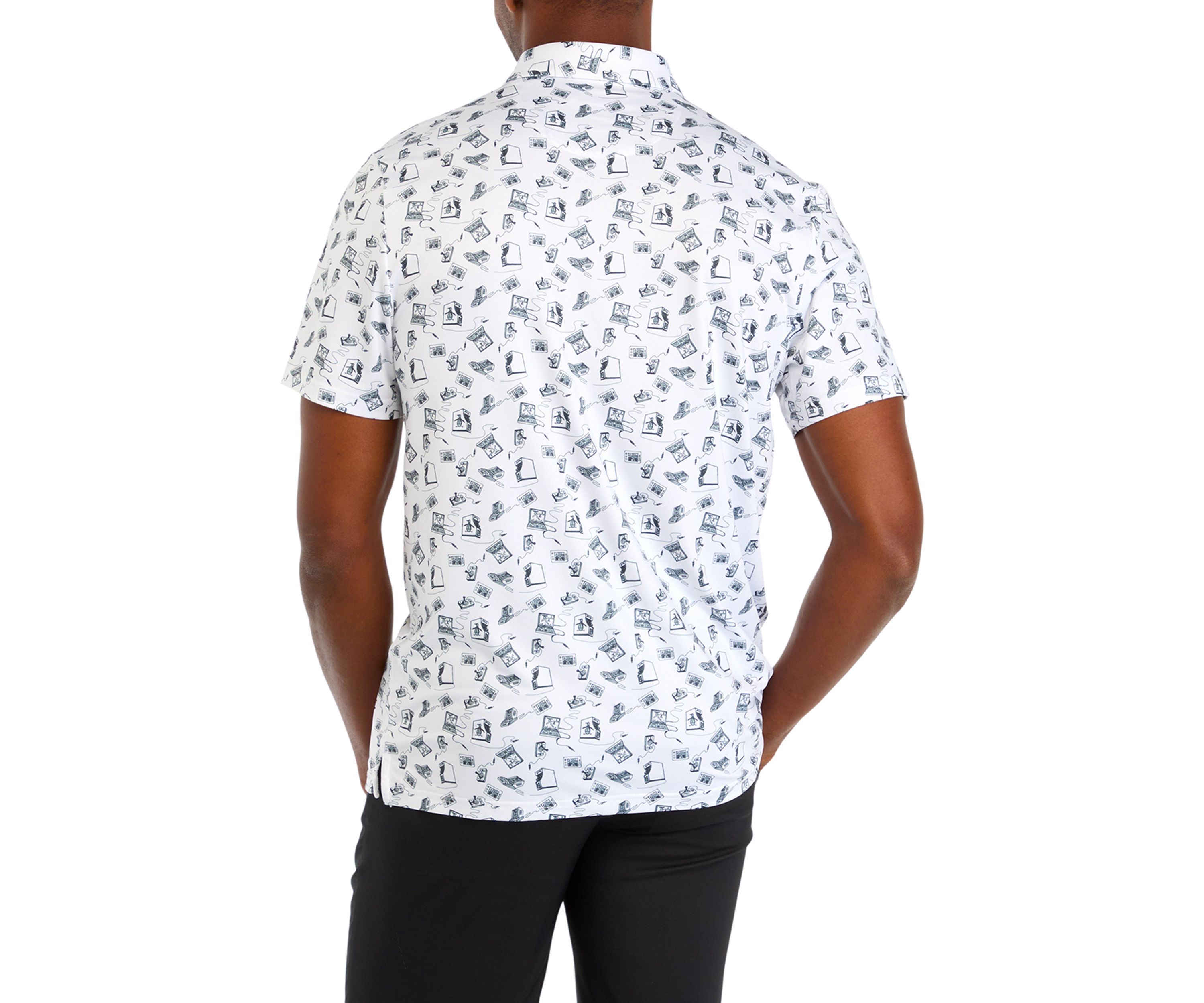 Mens Retro Arcade Printed Polo Shirt