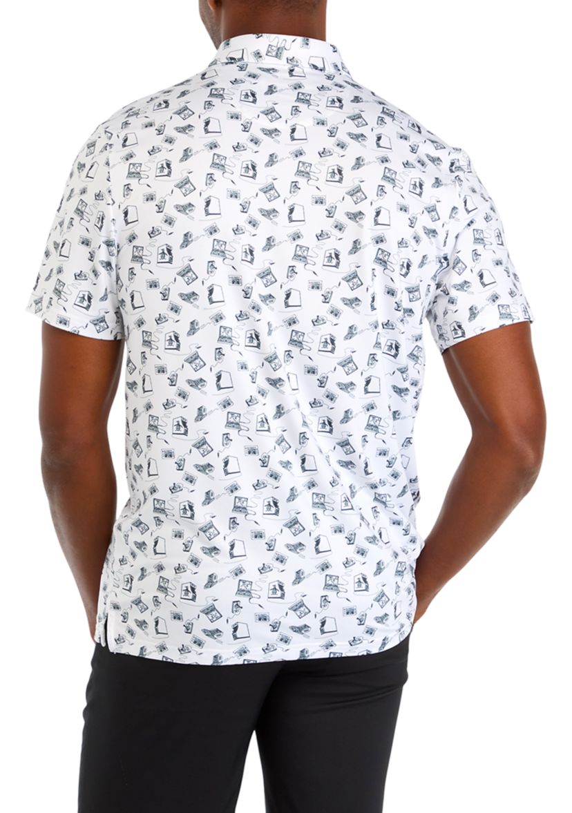 Mens Retro Arcade Printed Polo Shirt