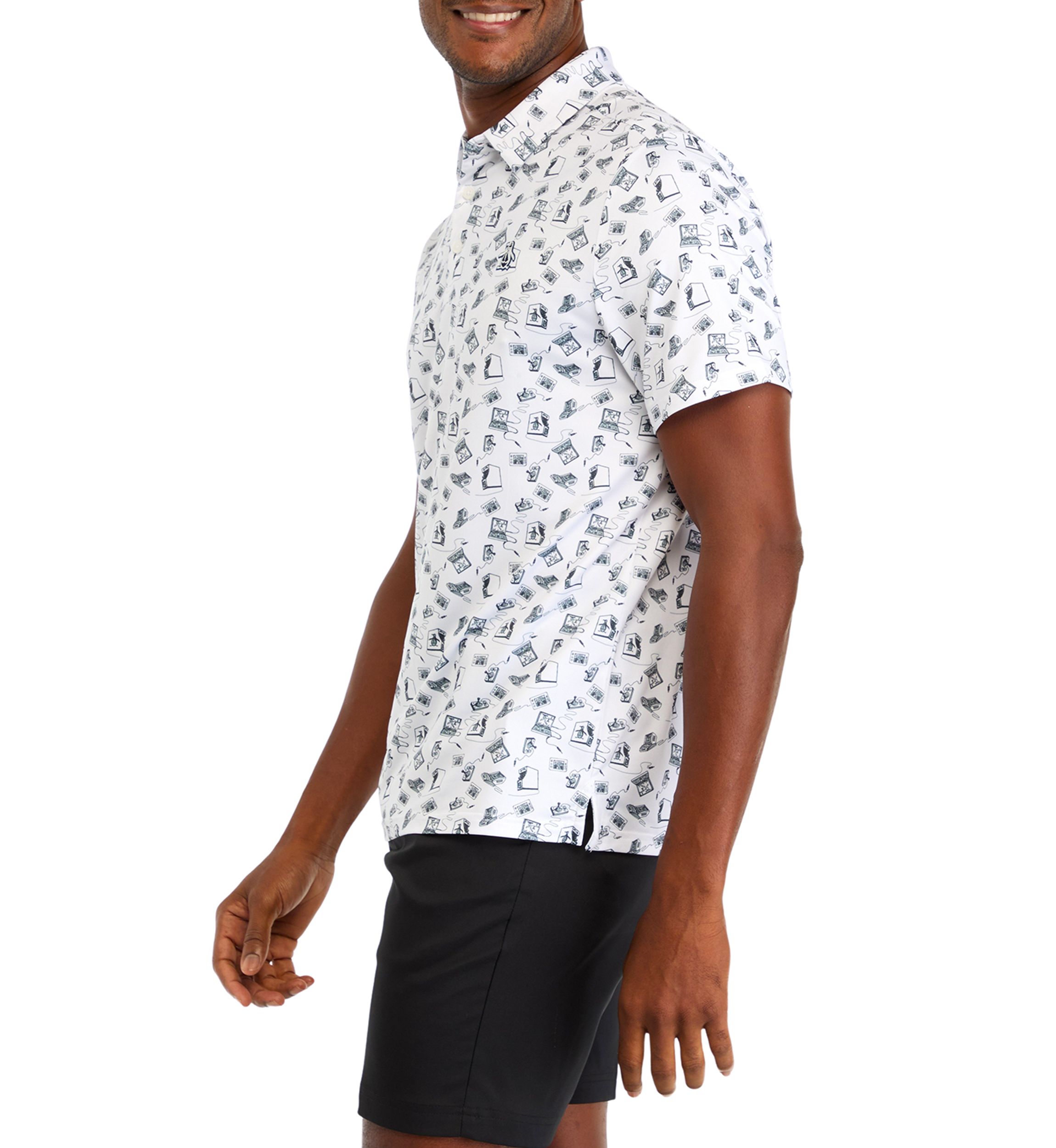 Mens Retro Arcade Printed Polo Shirt