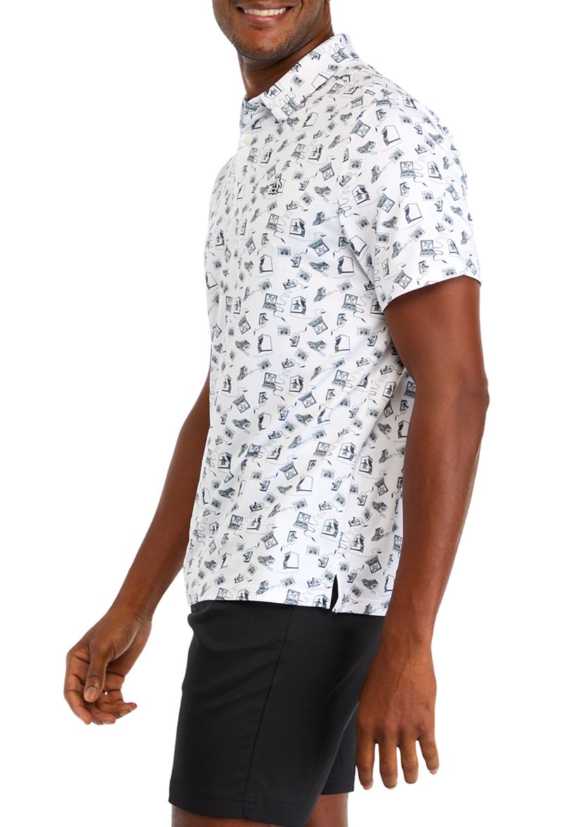 Mens Retro Arcade Printed Polo Shirt