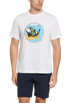 Original Penguin Men's Shipwreck Pete Print Golf T-Shirt, White, XL