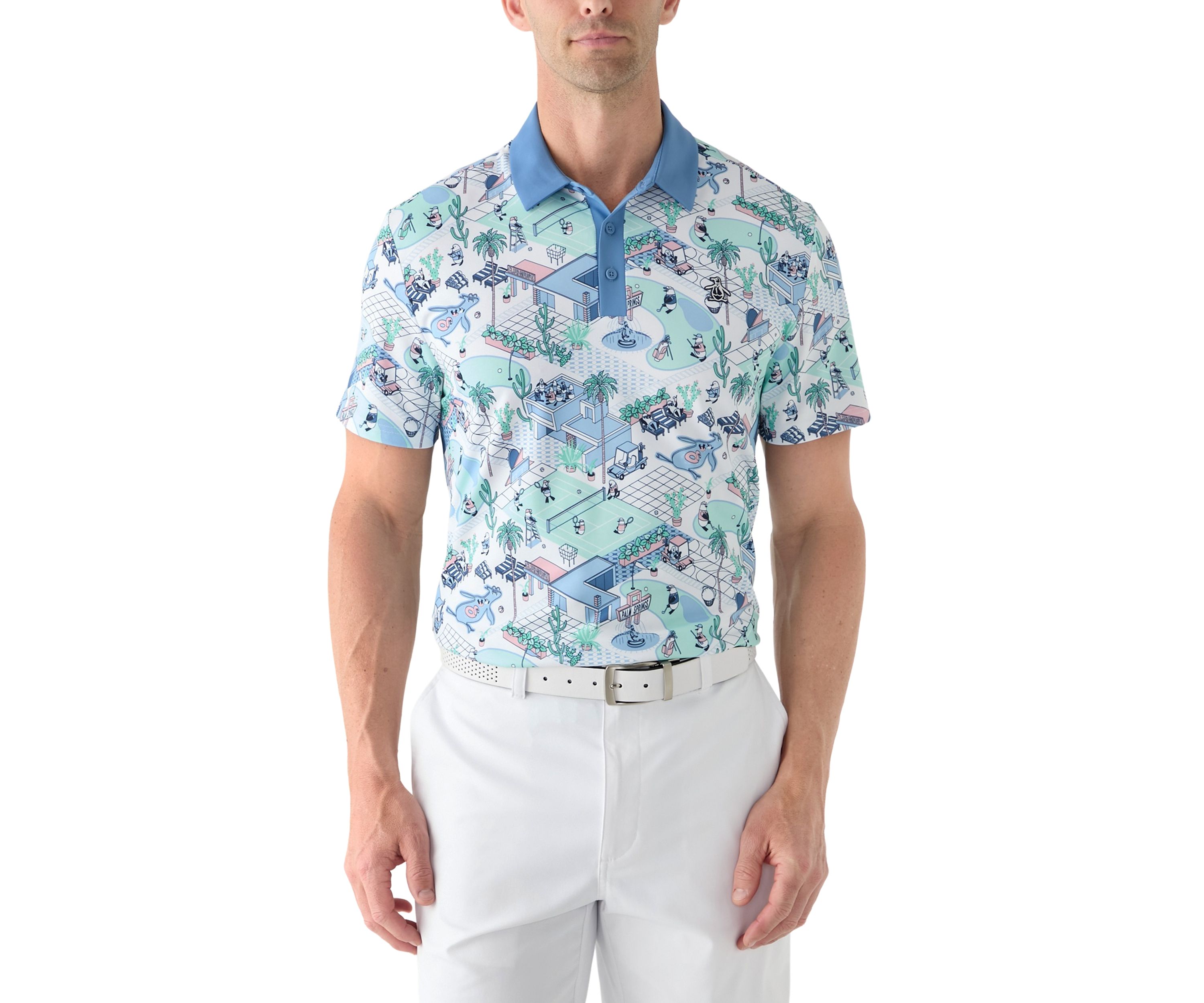 Mens Palm Spring Printed Polo Shirt