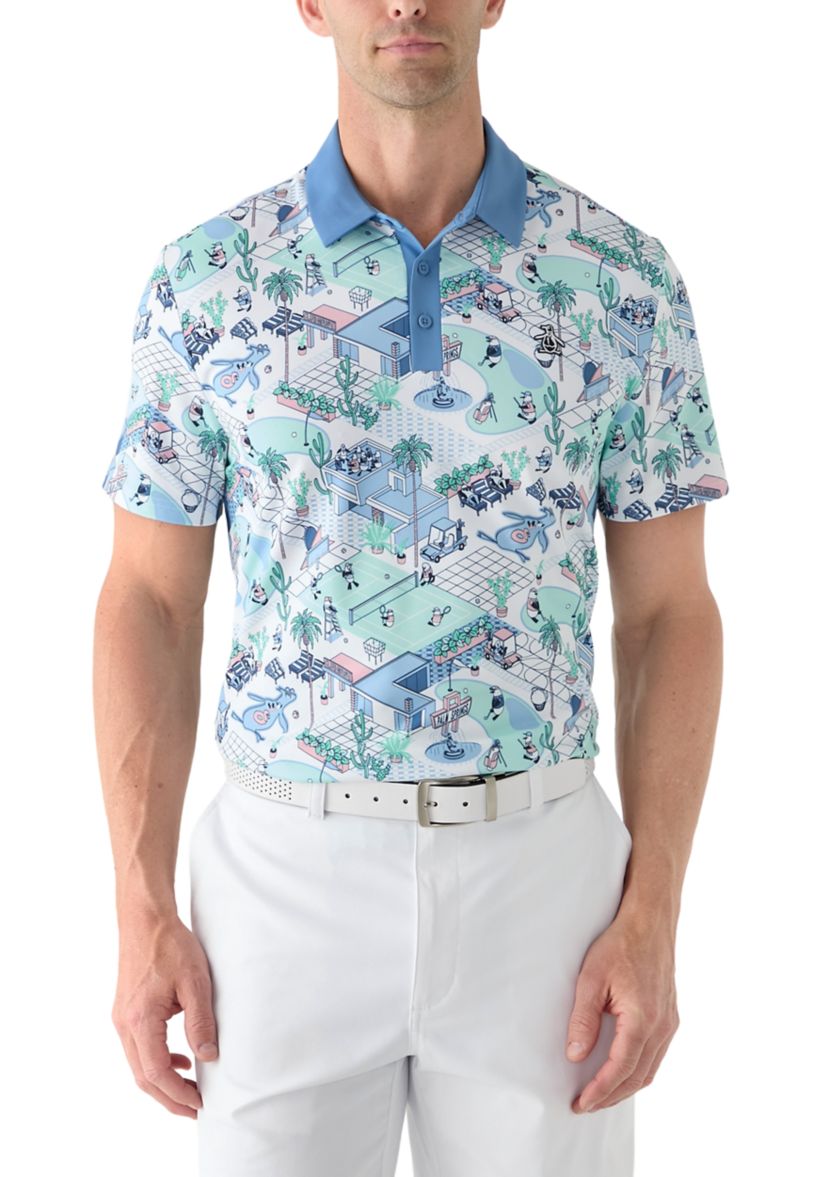 Mens Palm Spring Printed Polo Shirt