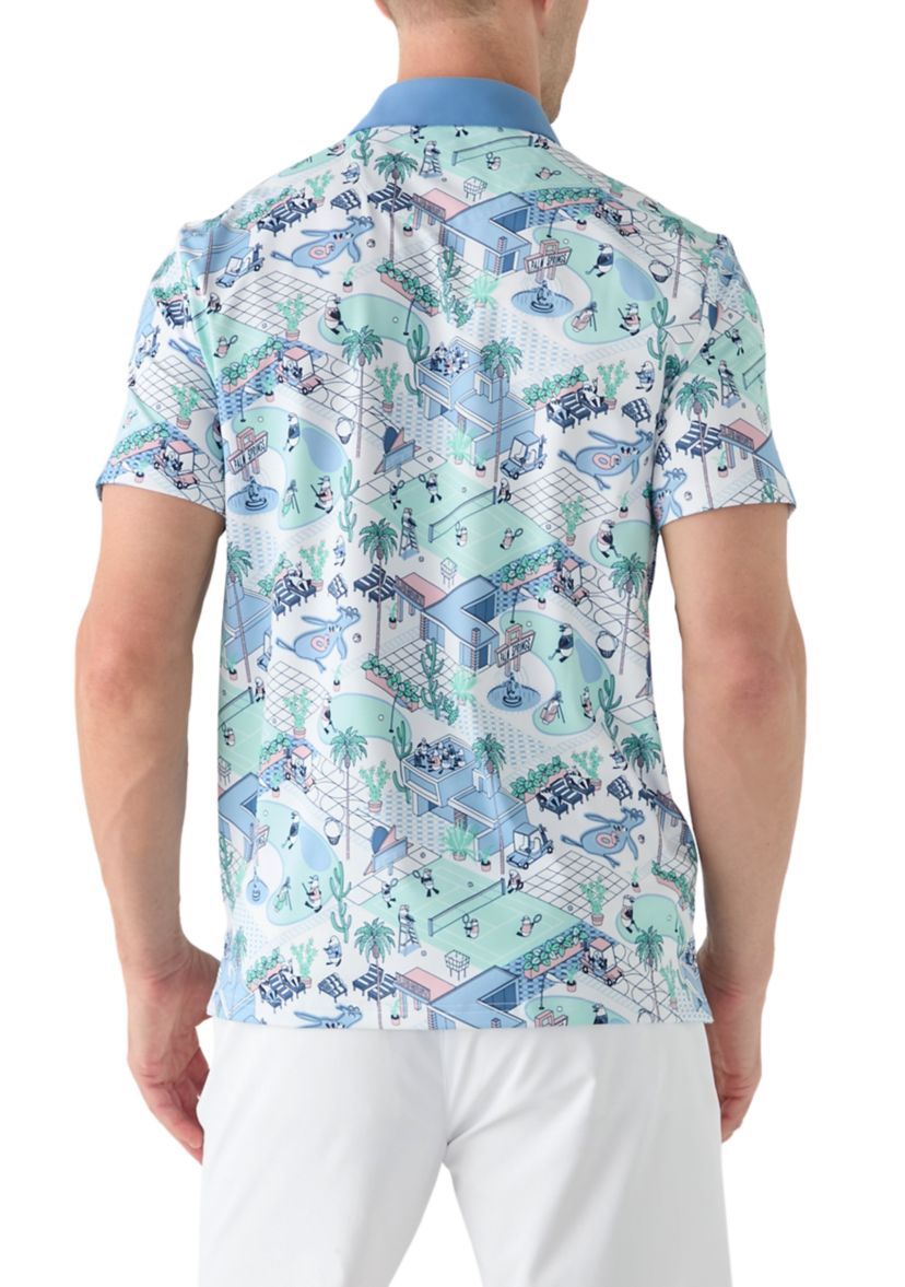 Mens Palm Spring Printed Polo Shirt