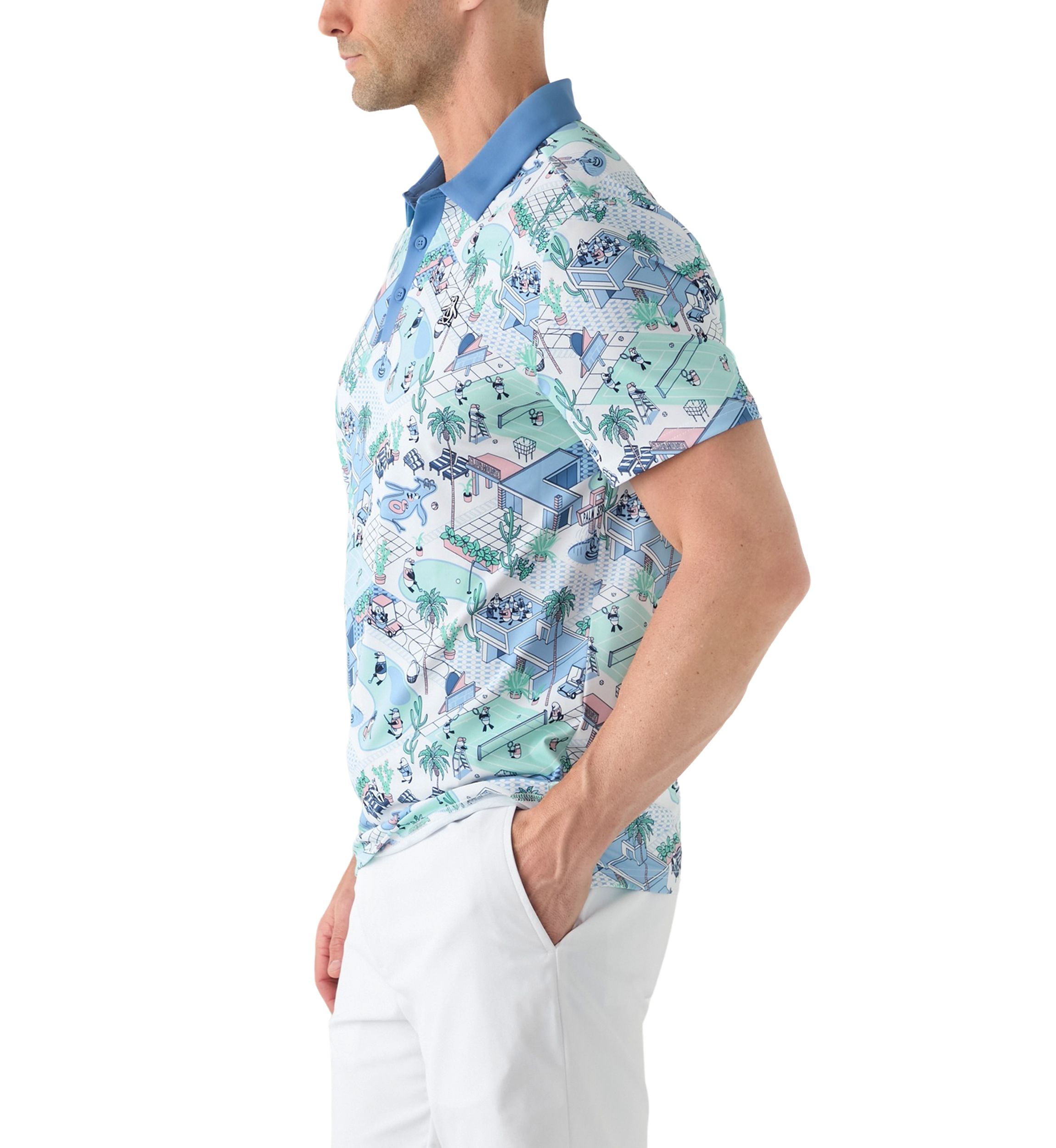 Mens Palm Spring Printed Polo Shirt