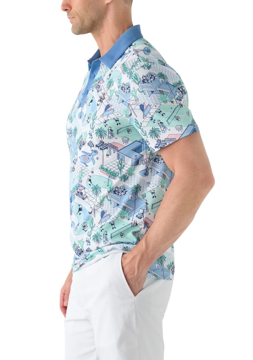 Mens Palm Spring Printed Polo Shirt