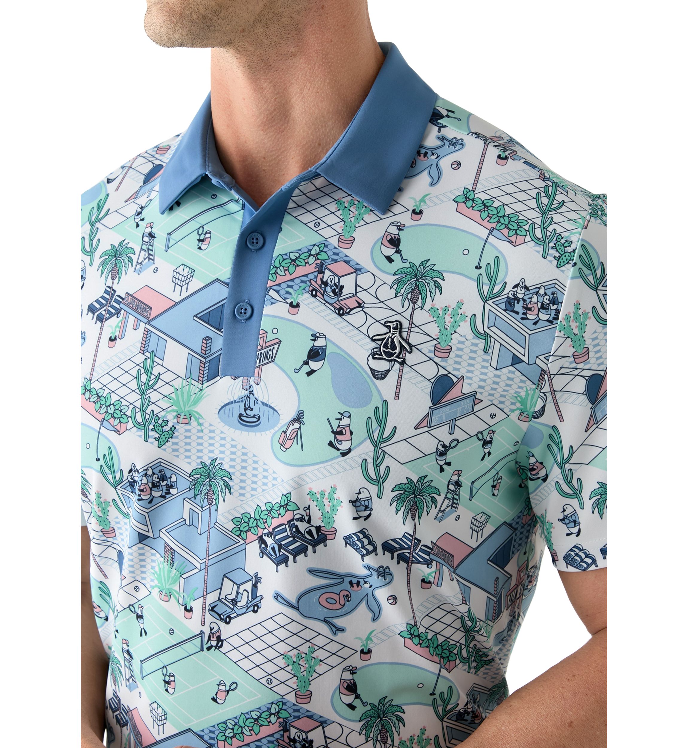 Mens Palm Spring Printed Polo Shirt