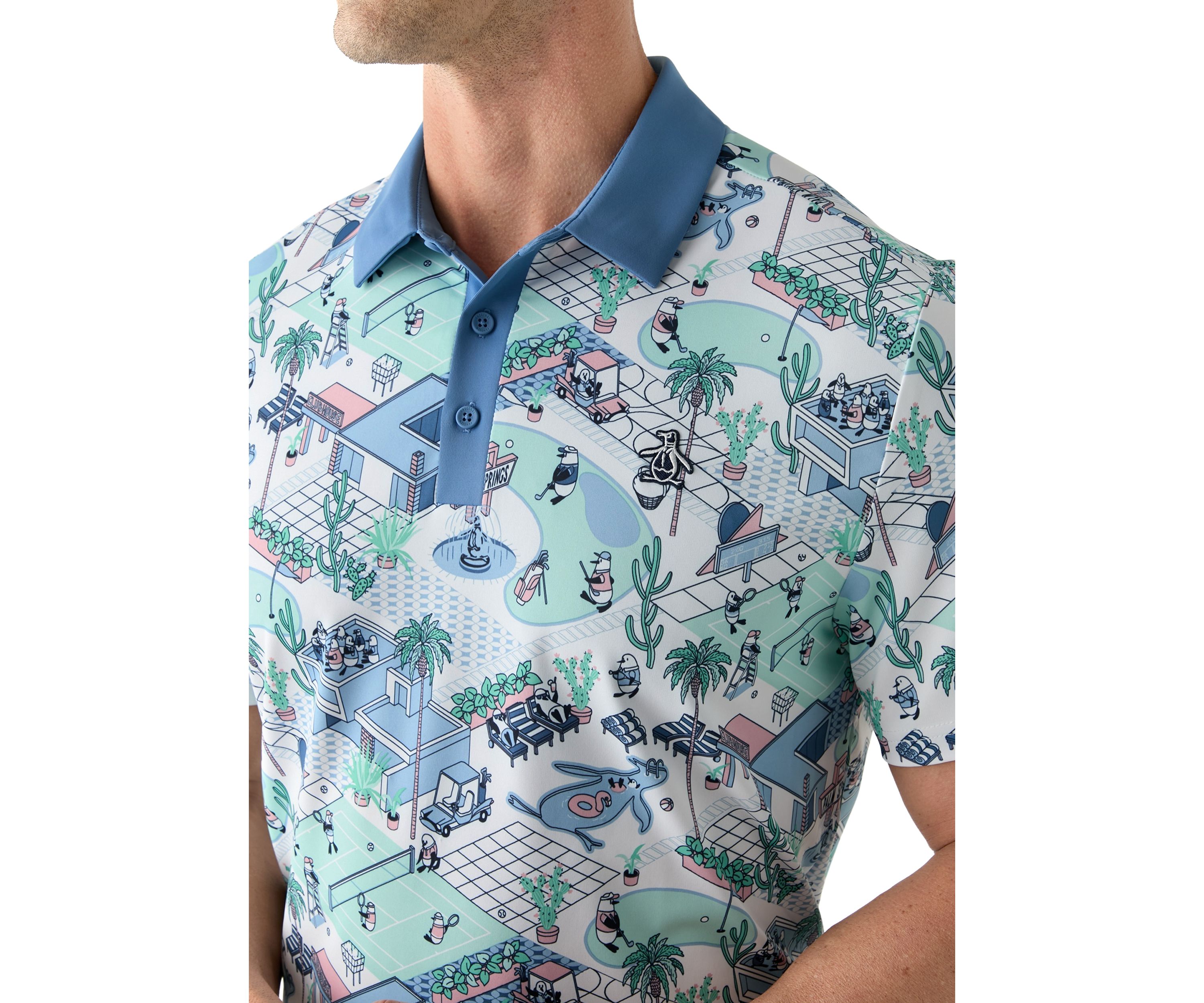 Mens Palm Spring Printed Polo Shirt