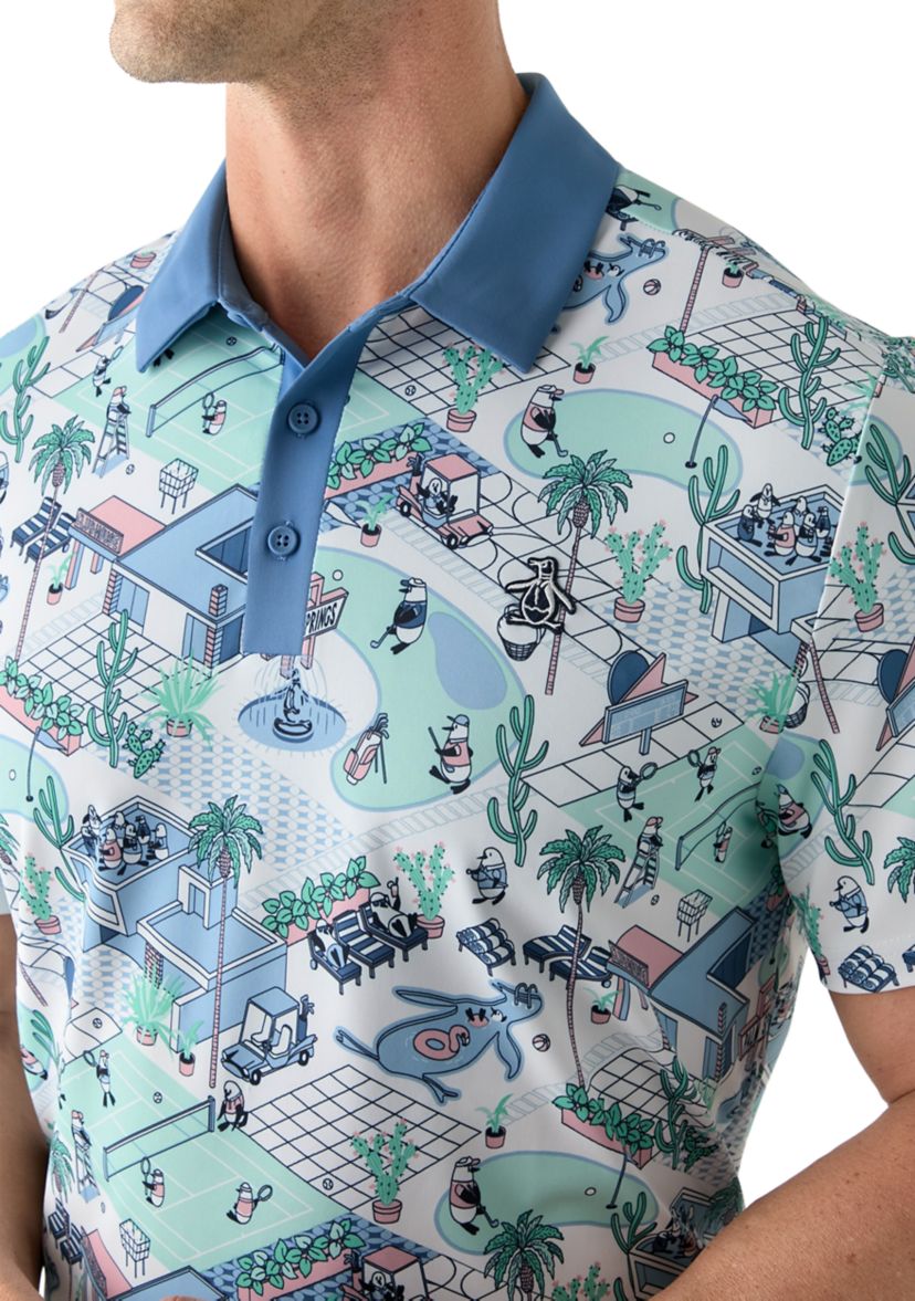 Mens Palm Spring Printed Polo Shirt