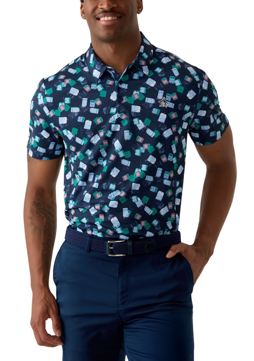Mens Pete Travel Tag Logo Printed Polo Shirt