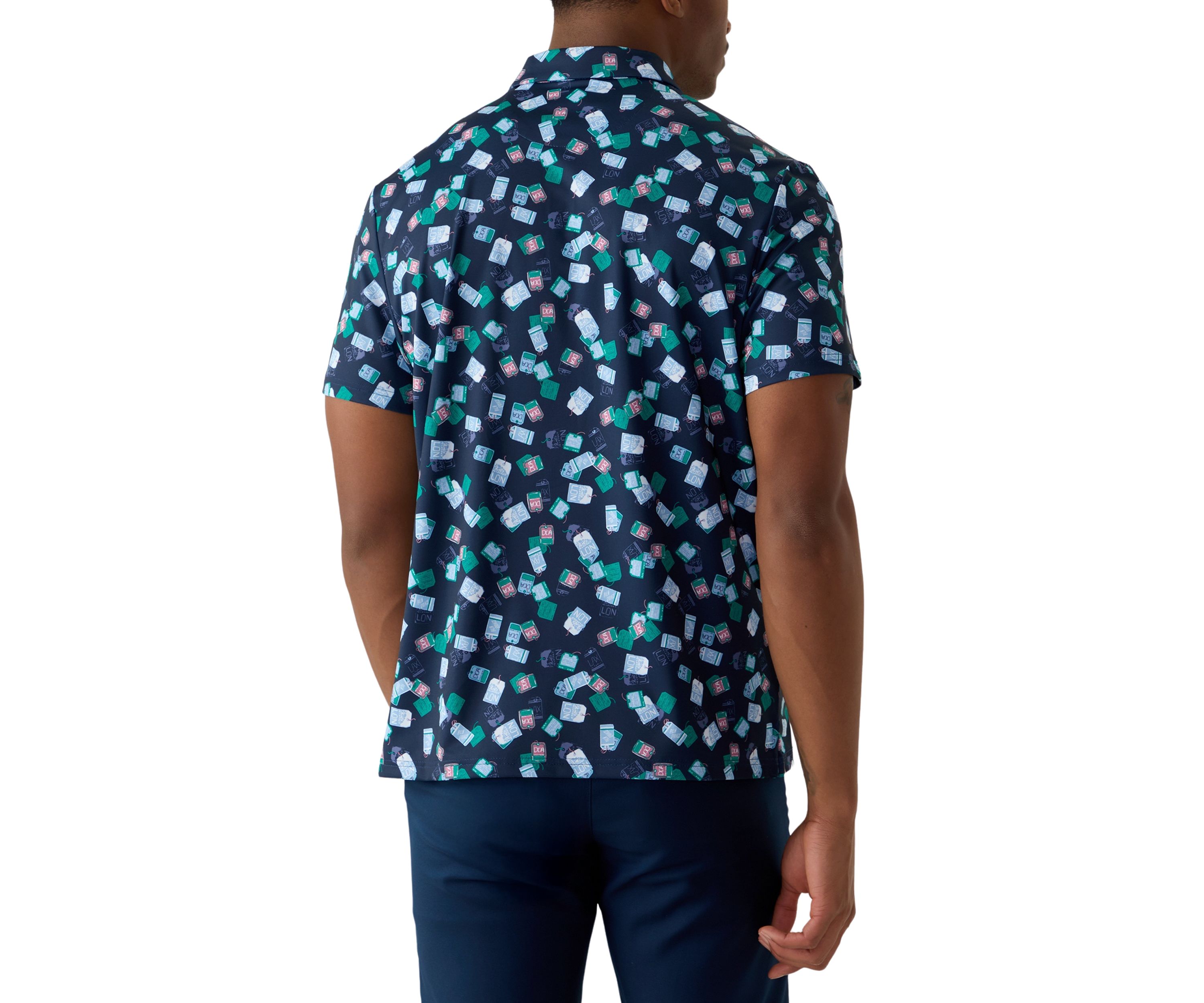 Mens Pete Travel Tag Logo Printed Polo Shirt