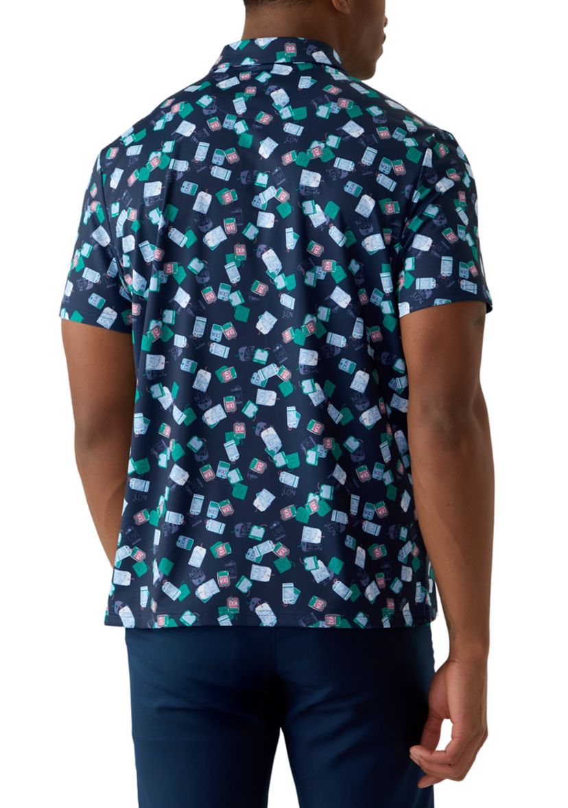 Mens Pete Travel Tag Logo Printed Polo Shirt