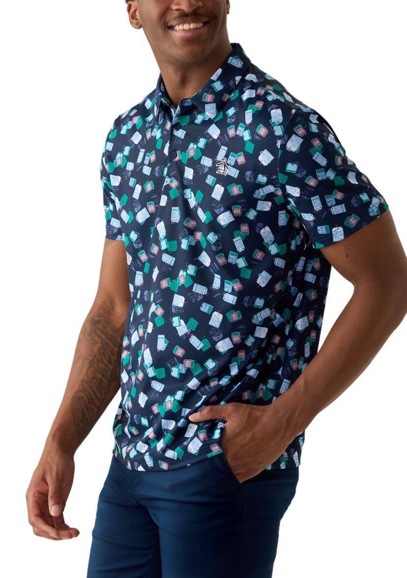 Mens Pete Travel Tag Logo Printed Polo Shirt