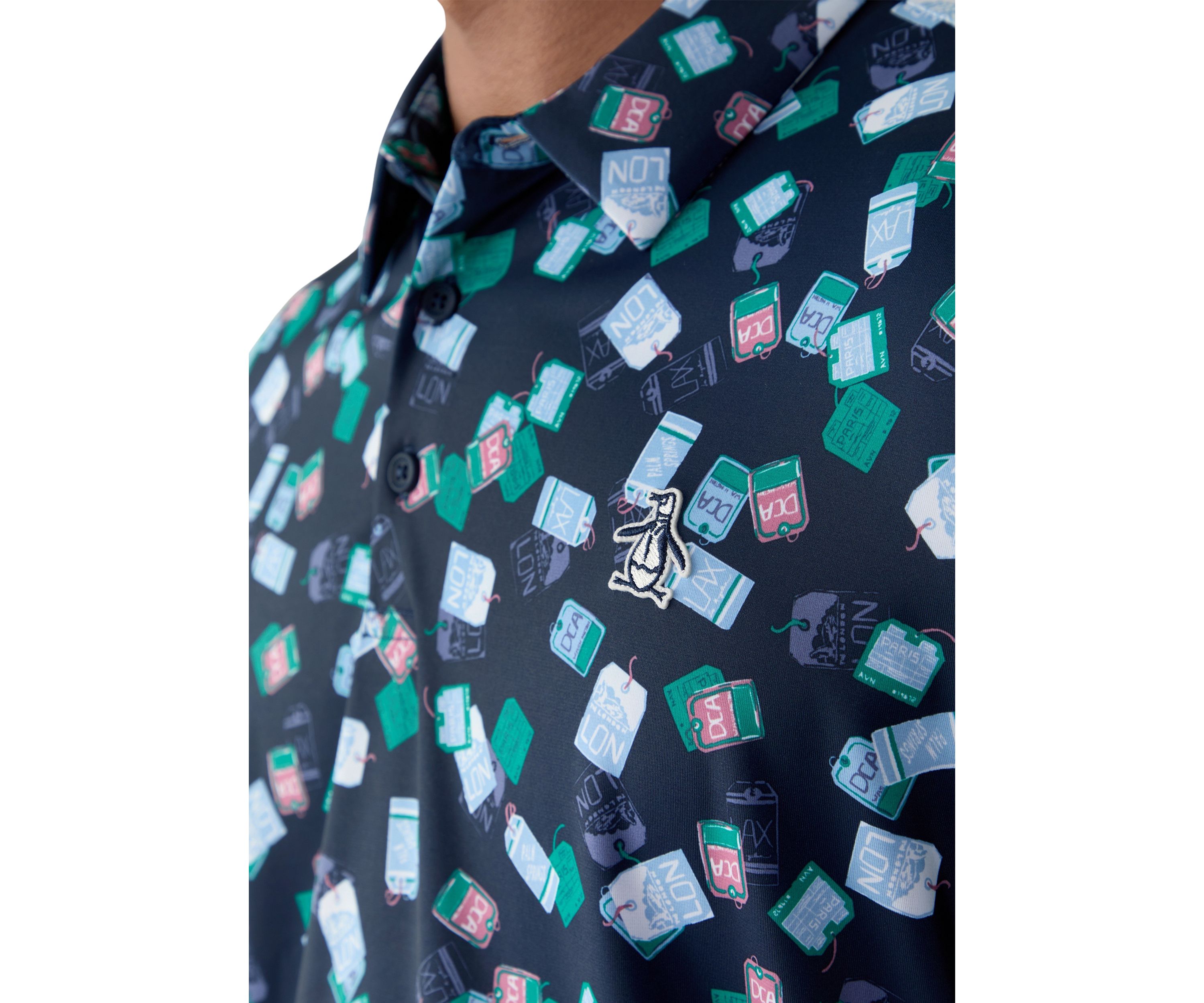Mens Pete Travel Tag Logo Printed Polo Shirt