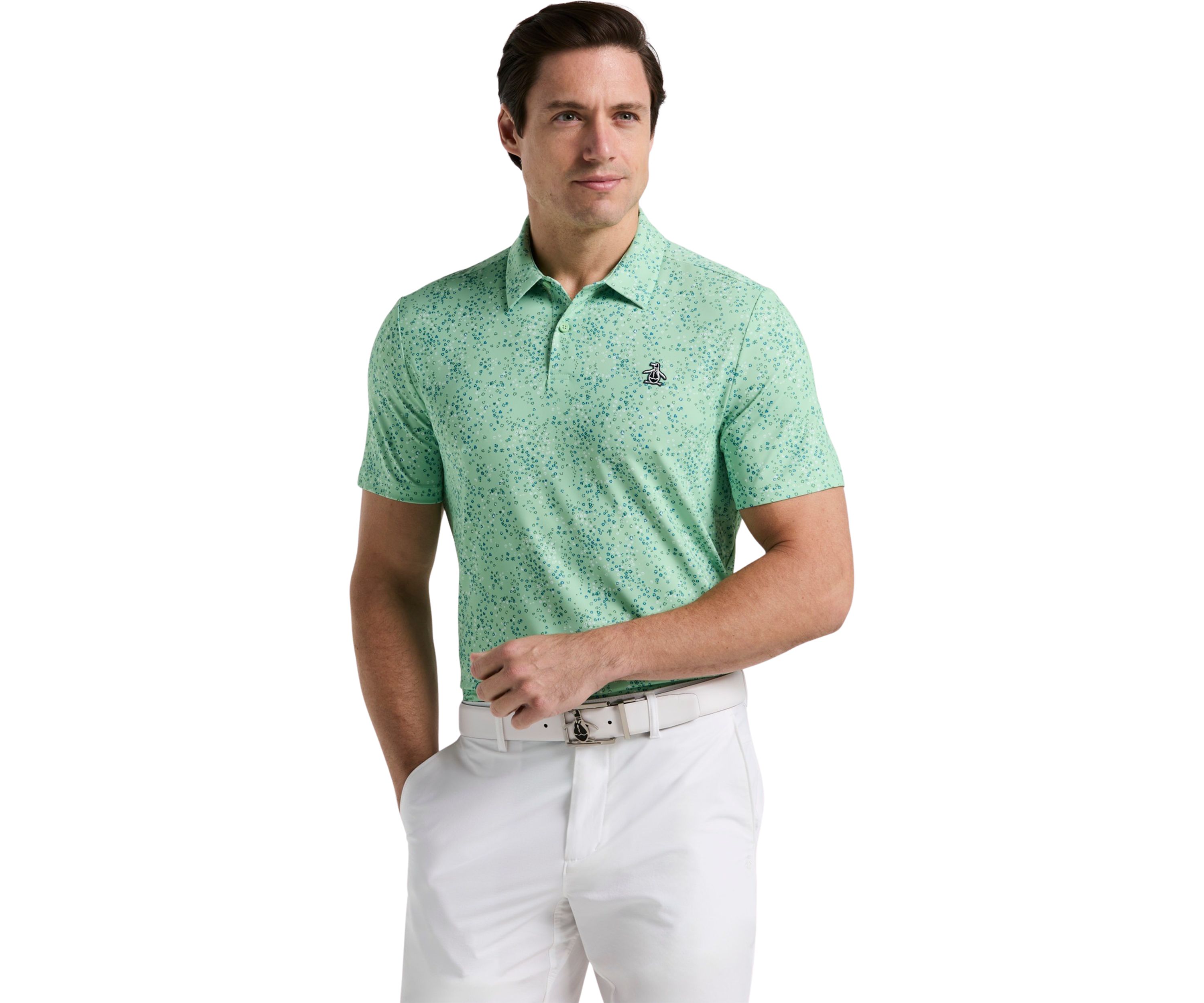 Mens All Over Micro Abstract Printed Golf Polo Shirt