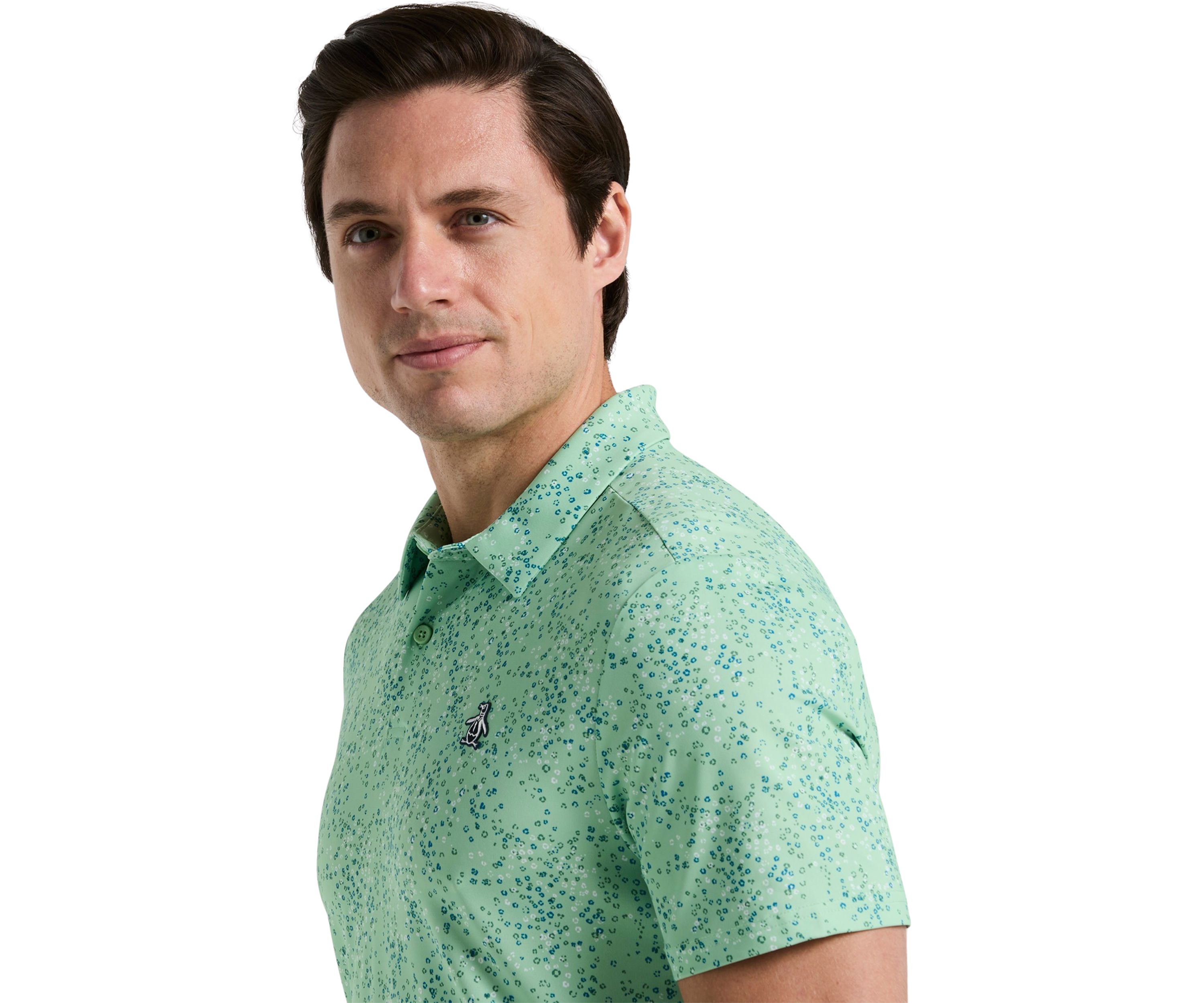 Mens All Over Micro Abstract Printed Golf Polo Shirt
