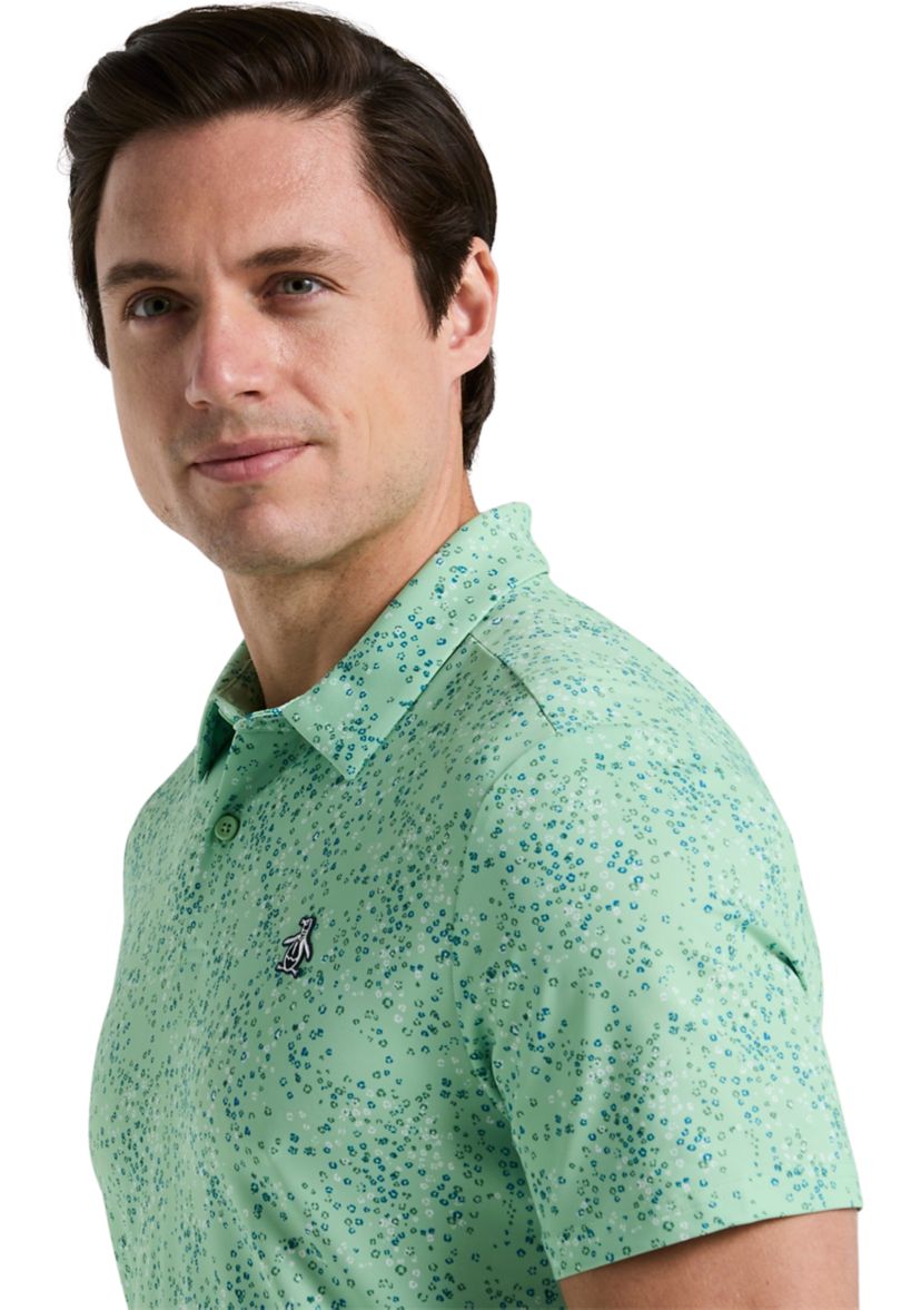 Mens All Over Micro Abstract Printed Golf Polo Shirt
