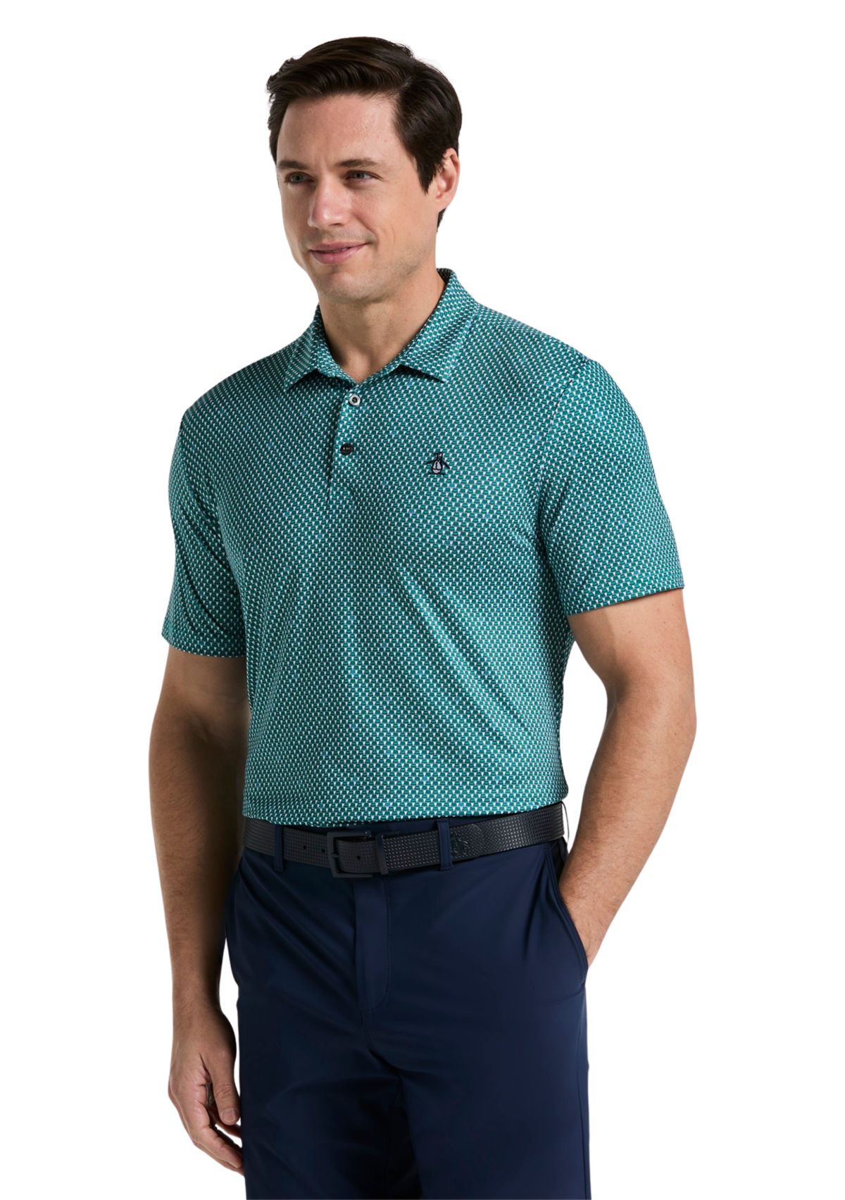 Mens All-Over Micro Bucket Hat Golf Polo Shirt