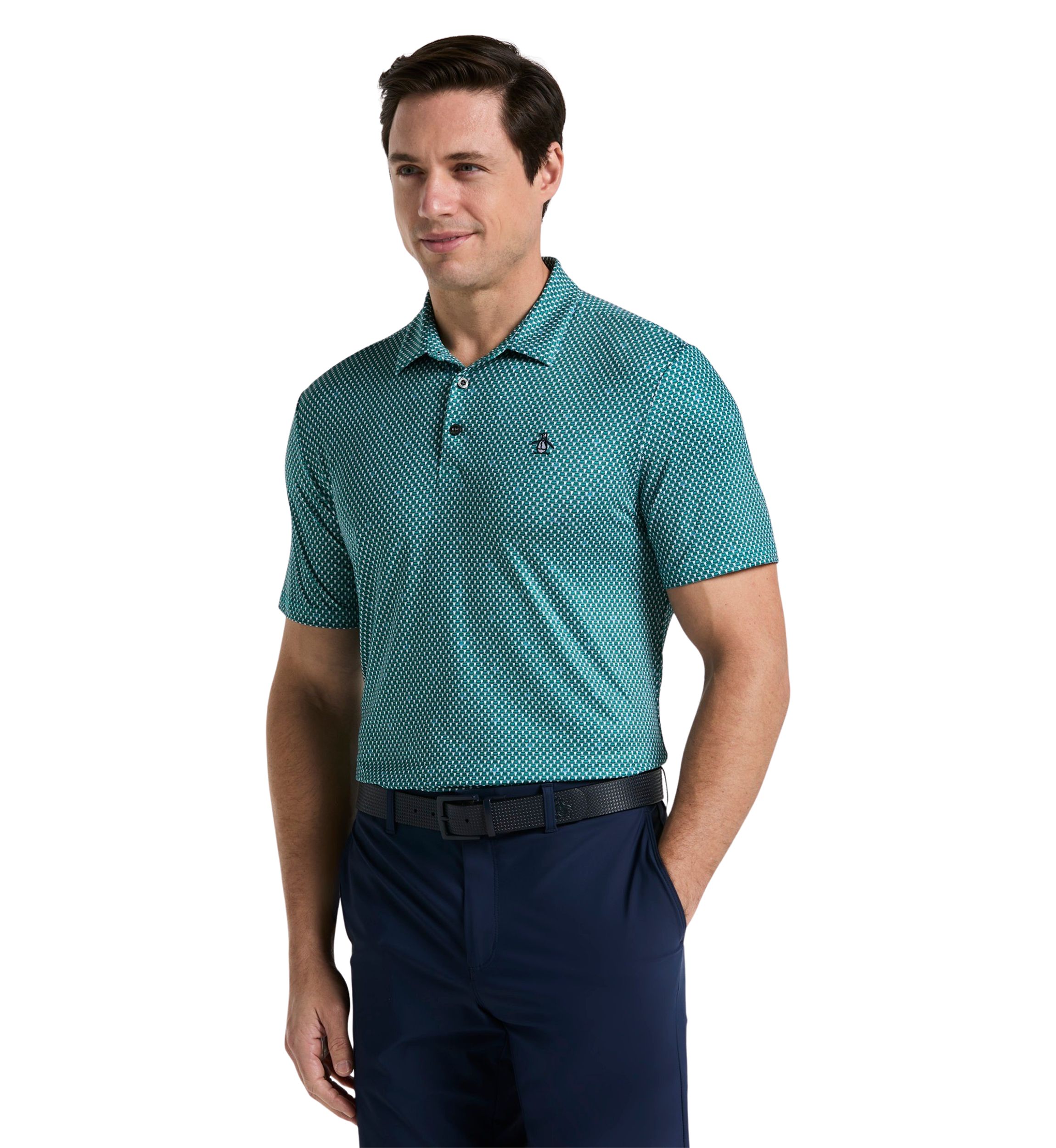 Mens All-Over Micro Bucket Hat Golf Polo Shirt