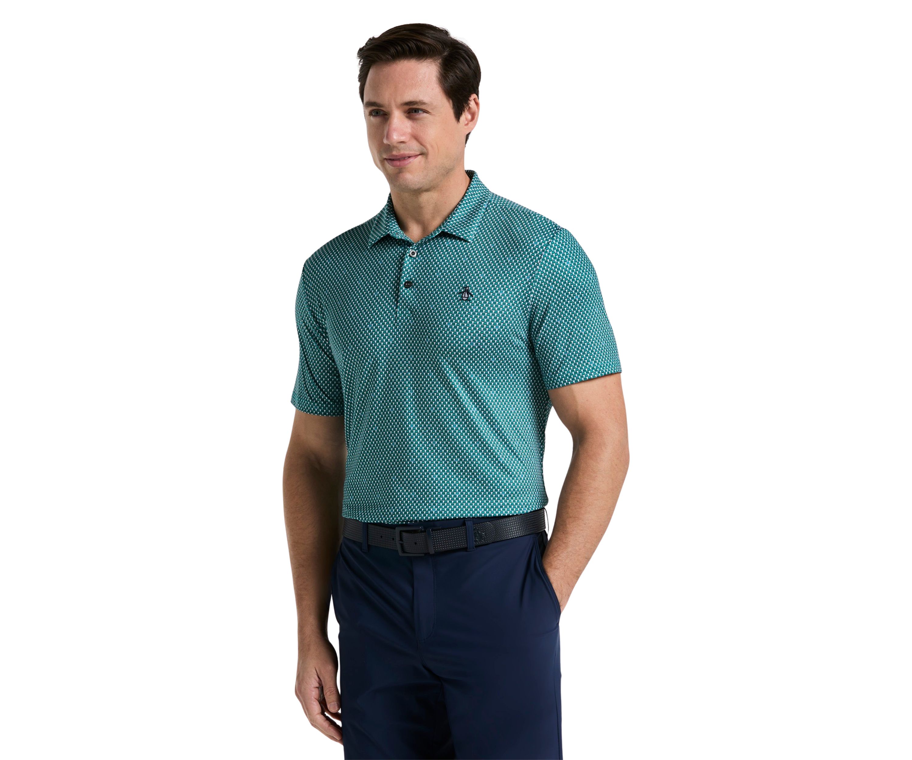 Mens All-Over Micro Bucket Hat Golf Polo Shirt