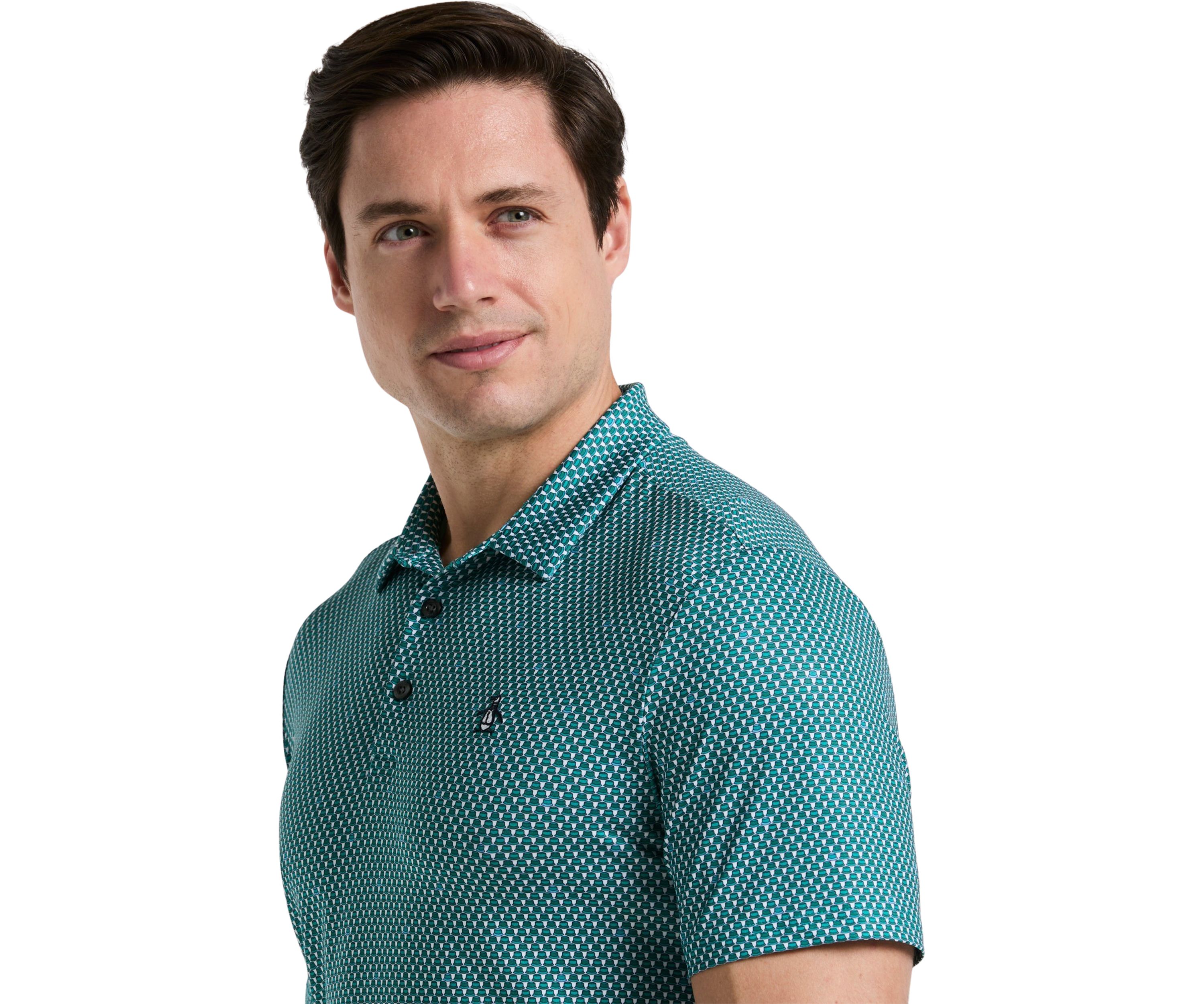 Mens All-Over Micro Bucket Hat Golf Polo Shirt