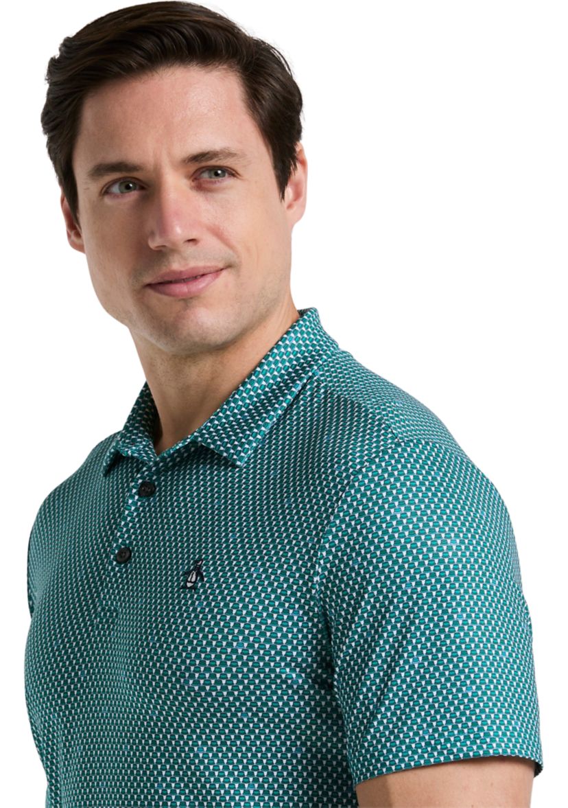 Mens All-Over Micro Bucket Hat Golf Polo Shirt