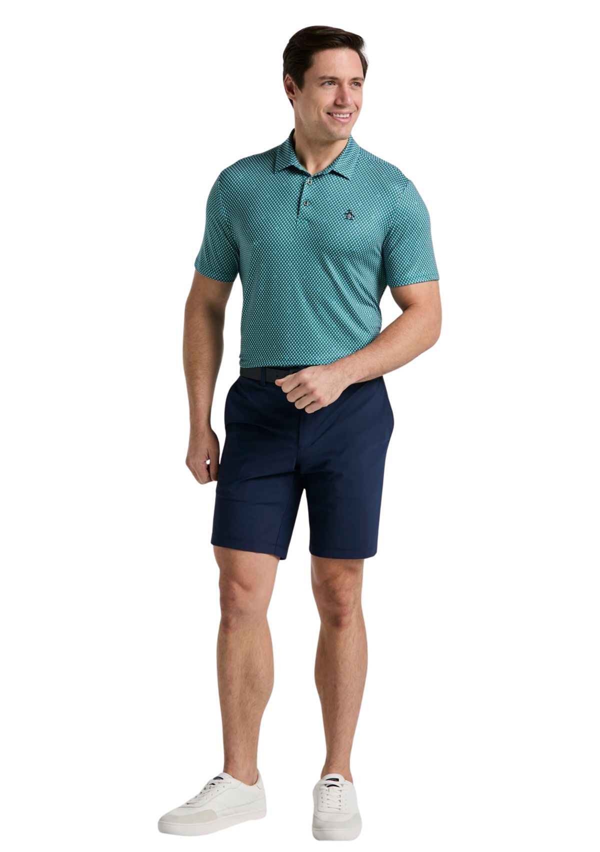 Mens All-Over Micro Bucket Hat Golf Polo Shirt