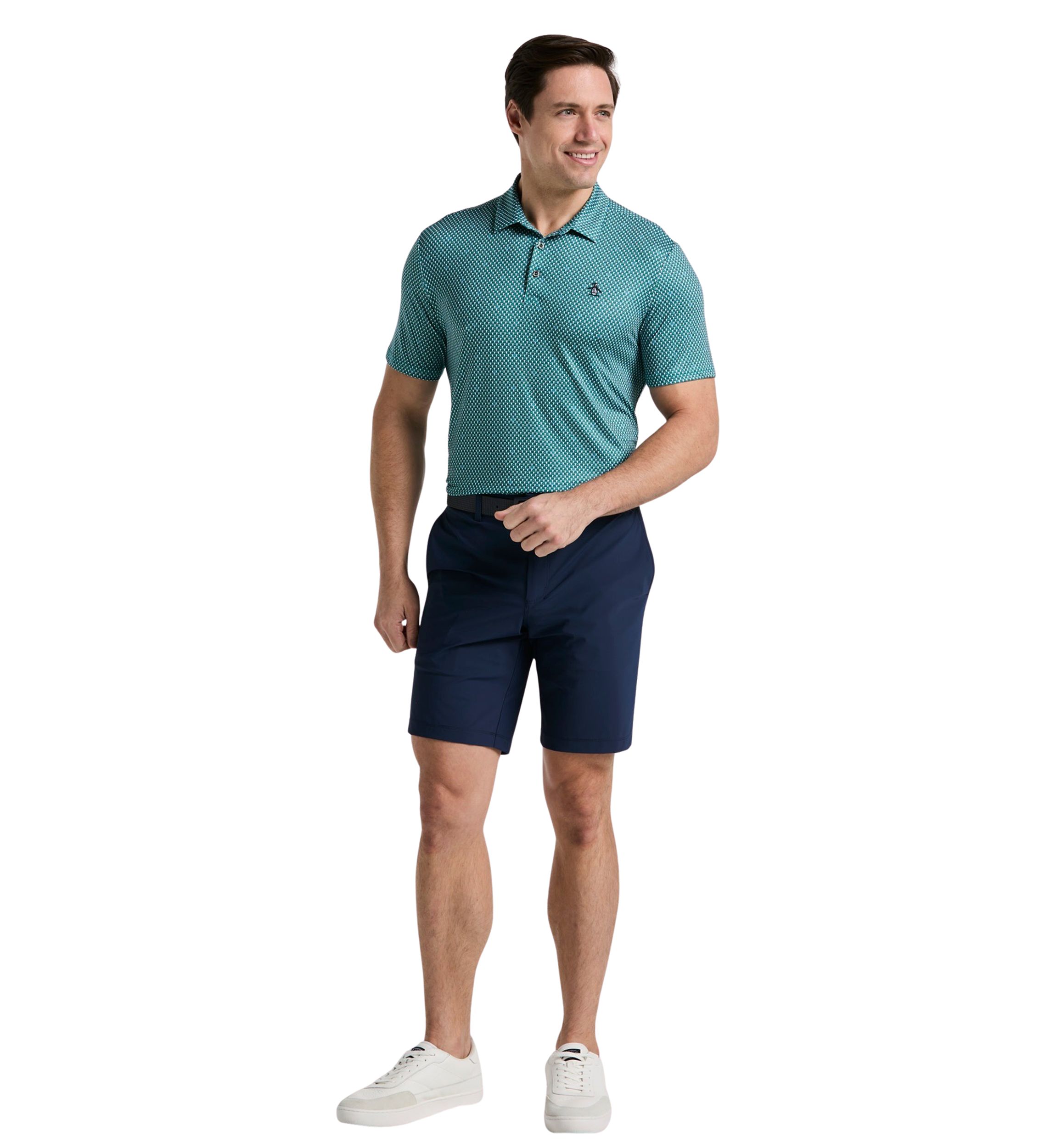 Mens All-Over Micro Bucket Hat Golf Polo Shirt