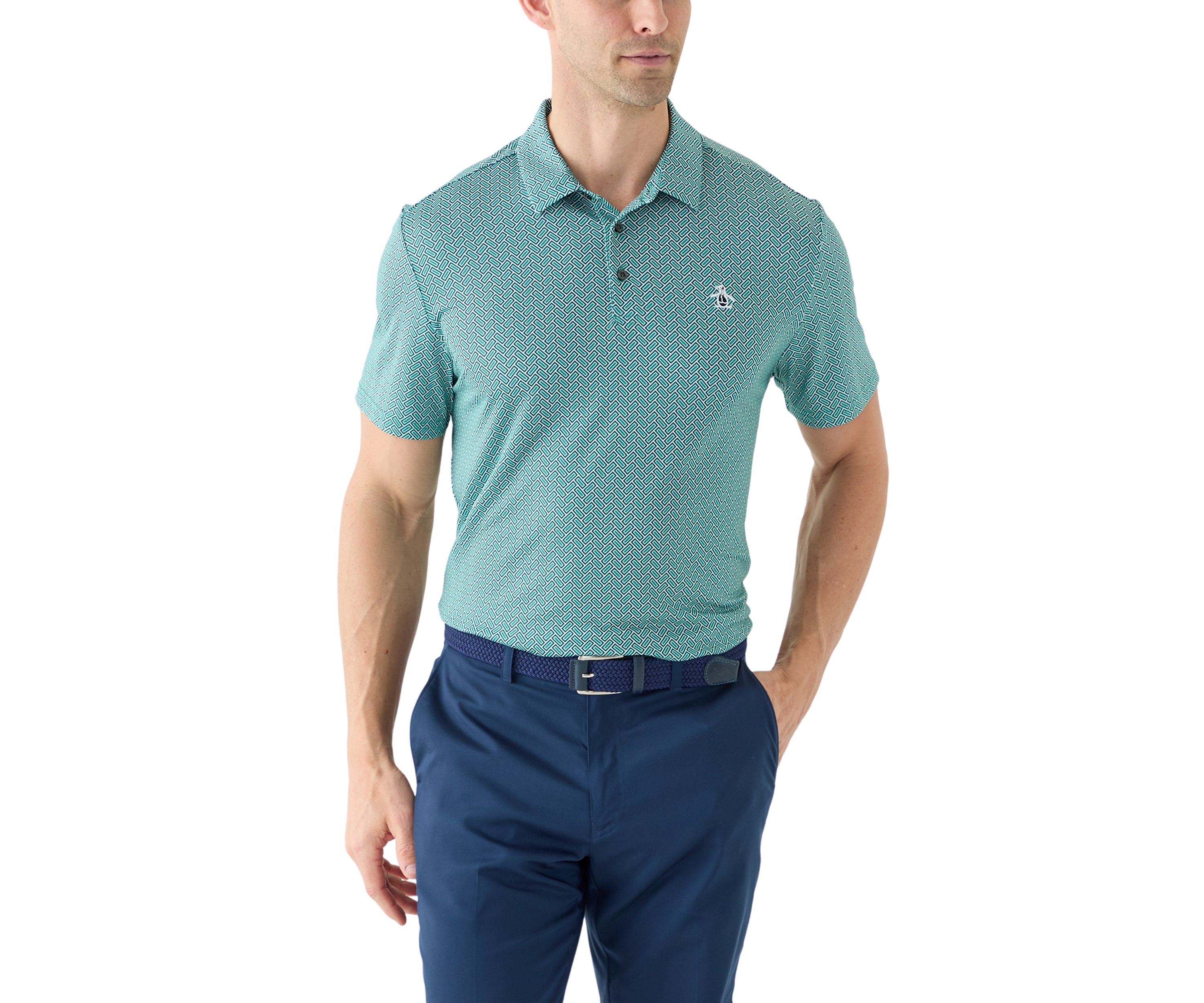 Mens Heritage Herringbone Printed Polo Shirt