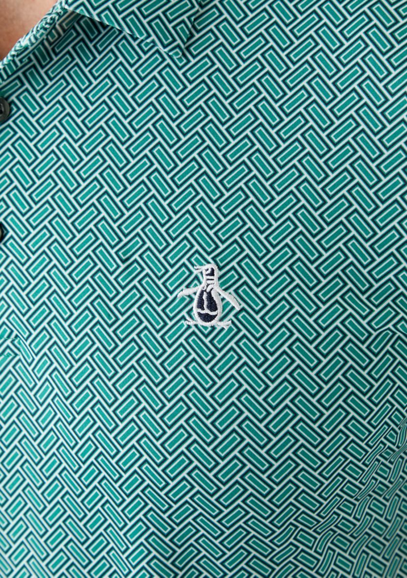 Mens Heritage Herringbone Printed Polo Shirt