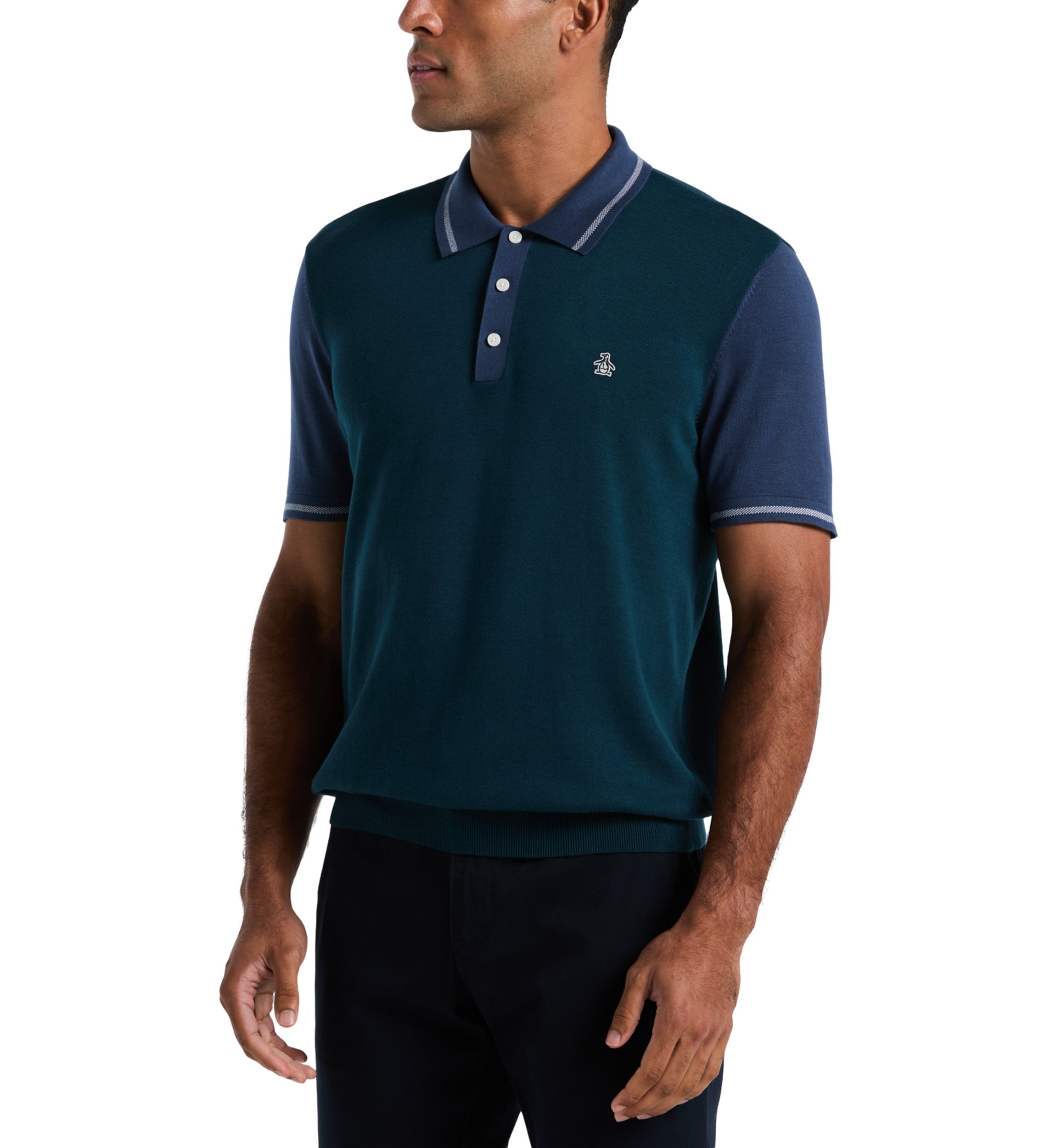 Colorblock Short Sleeve Cotton Sweater Polo Shirt