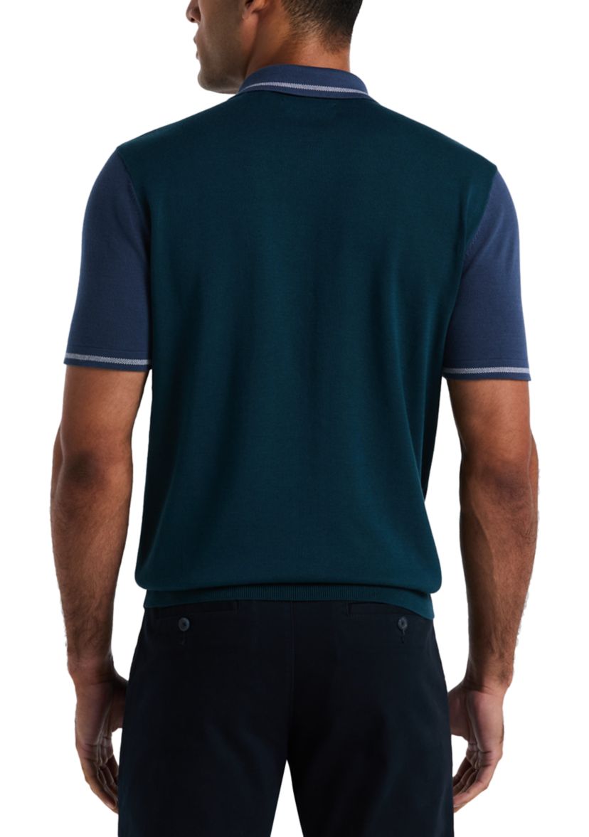 Colorblock Short Sleeve Cotton Sweater Polo Shirt